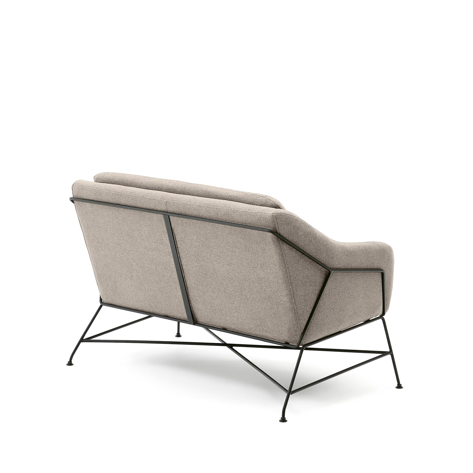 Brida 2-seater sofa in beige and steel legs with black finish, 128 cm
