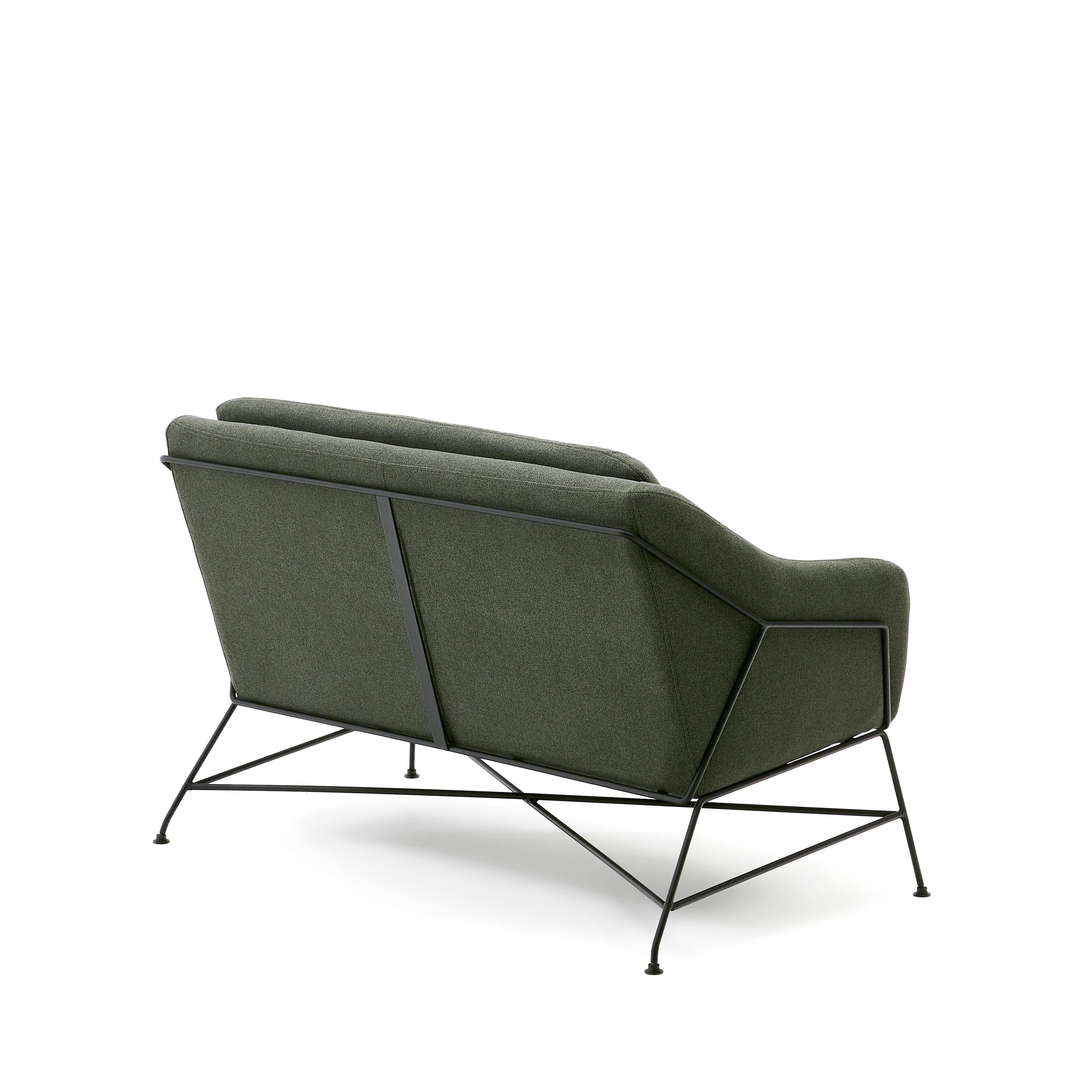 Brida 2 üléses kanapé zöld színben, acél lábakkal, fekete kivitelben, 128 cm