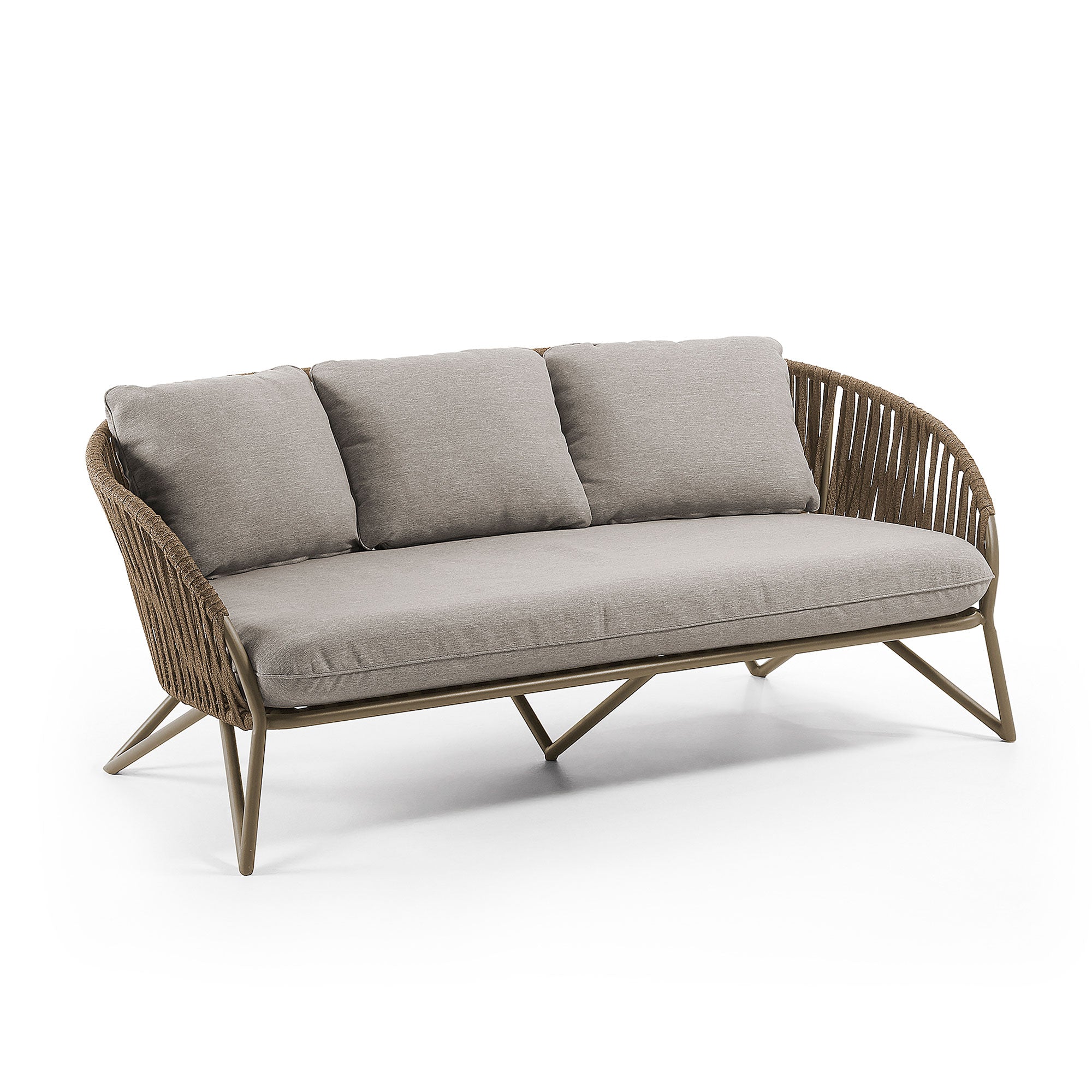 3 személyes Branzie kanapé, barna zsinórból, 180 cm