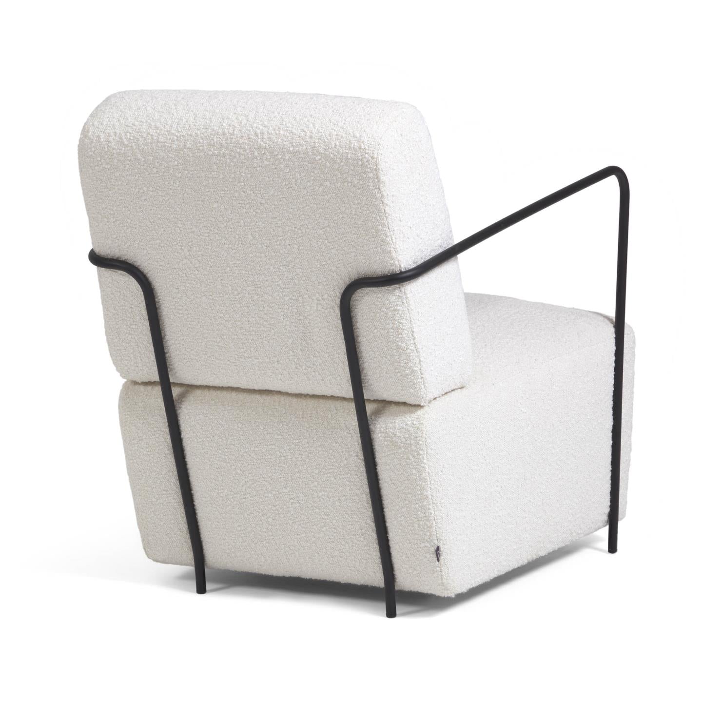 Gamer armchair in white fleece with metal legs with black finish