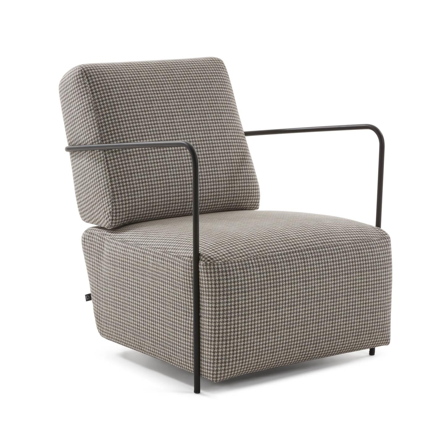 Gamer armchair in houndstooth pattern with steel in a black finish