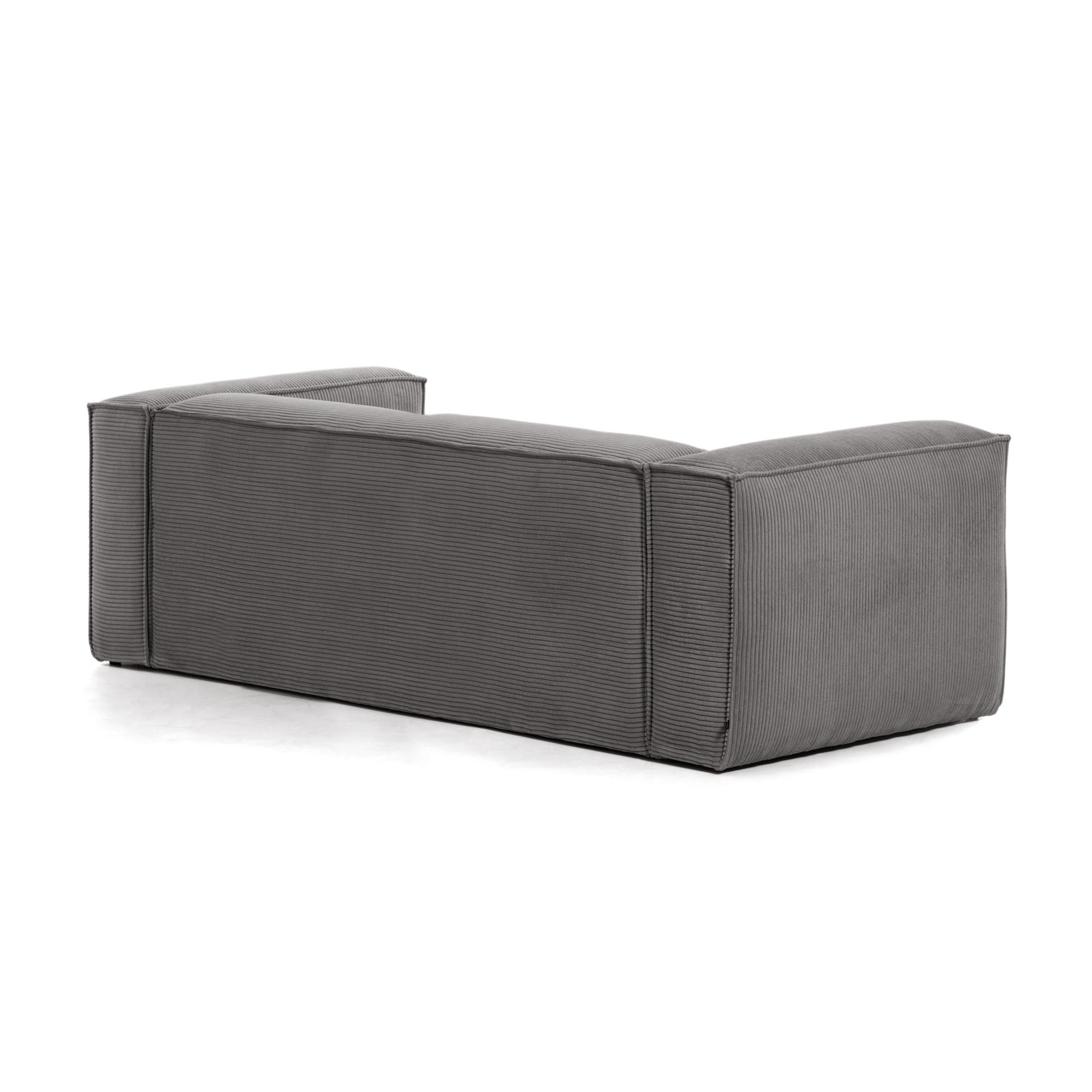 Blok 3 személyes kanapé szürke, széles varrású kordbársonyból, 240 cm