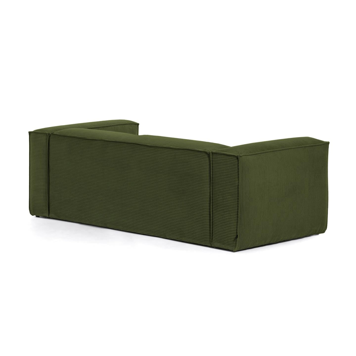 Blok 3 személyes kanapé, zöld, széles varrású kordbársony, 240 cm
