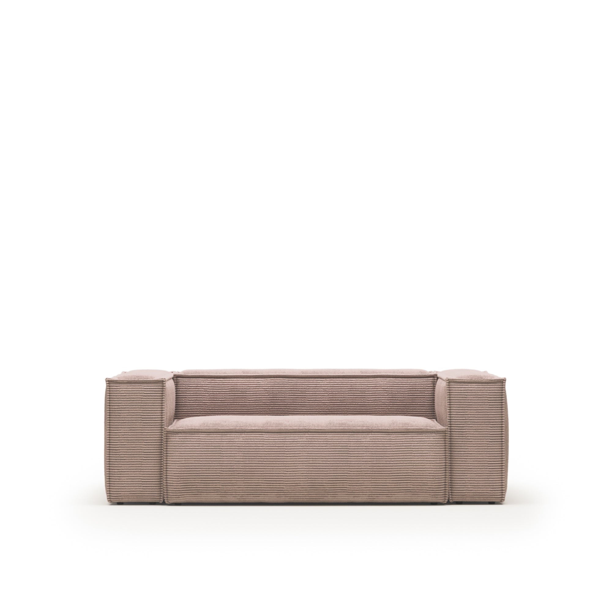 Blok 2 személyes kanapé rózsaszín, széles varrású kordbársonyból, 210 cm