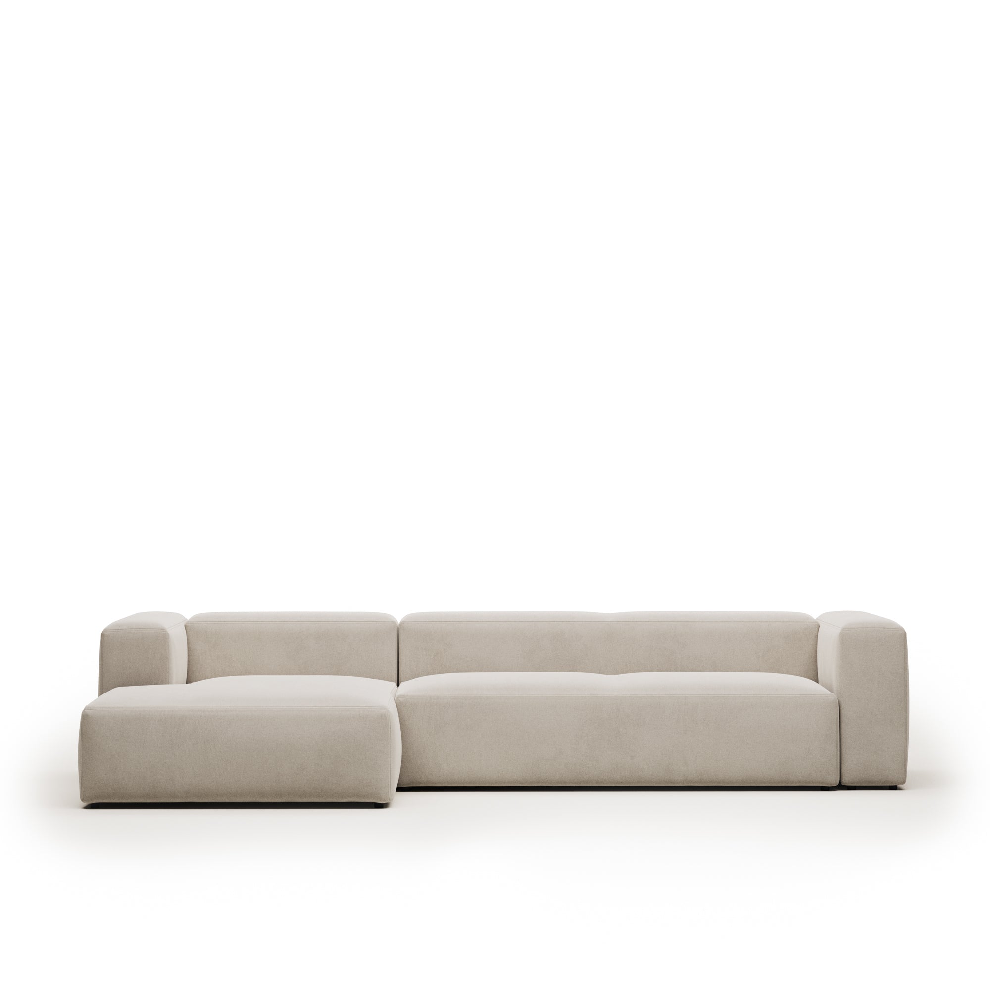 Blok 4 személyes kanapé bézs színben, 330 cm, bal oldali fekvőfotellel