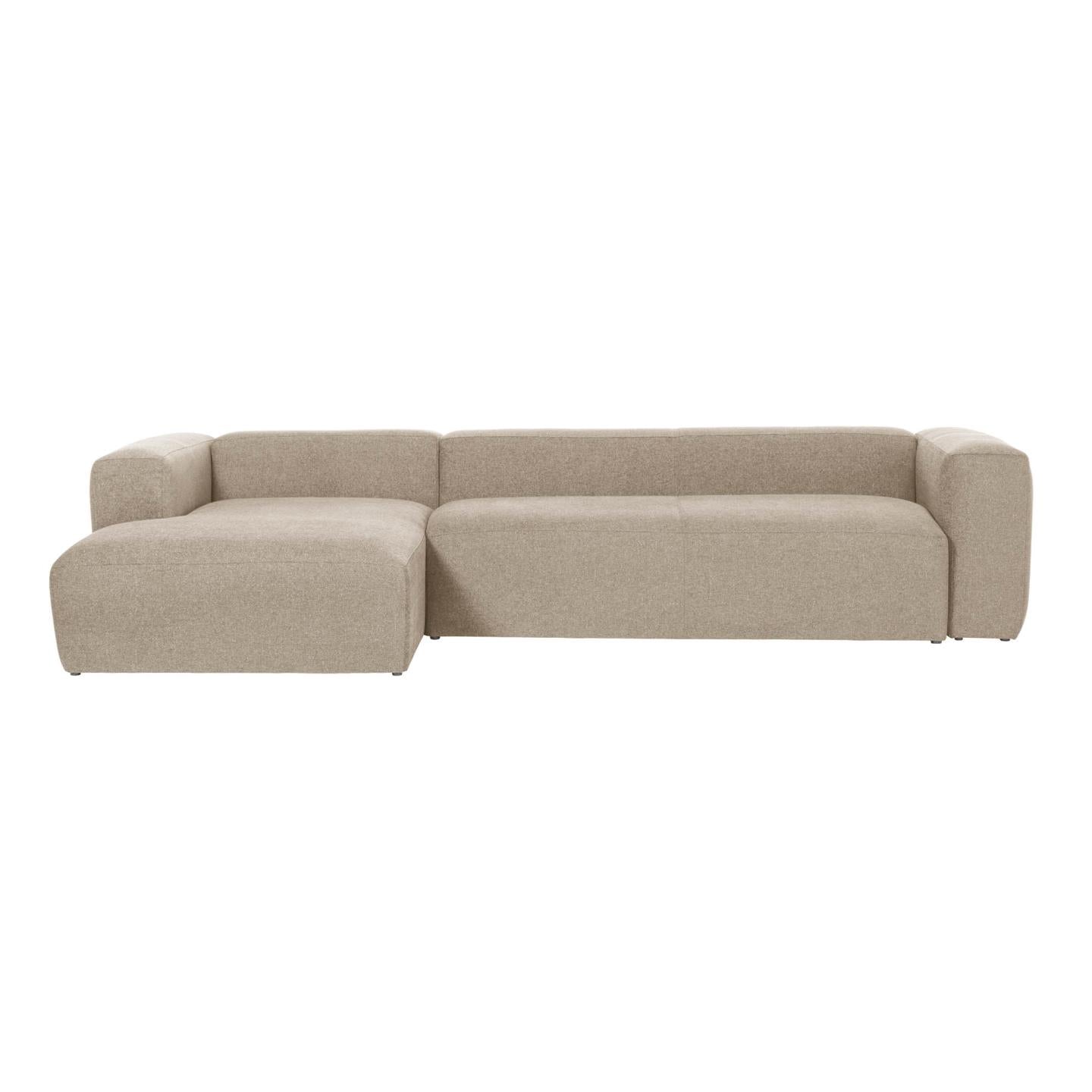Blok 4 seater sofa with left-hand chaise longue in beige, 330 cm