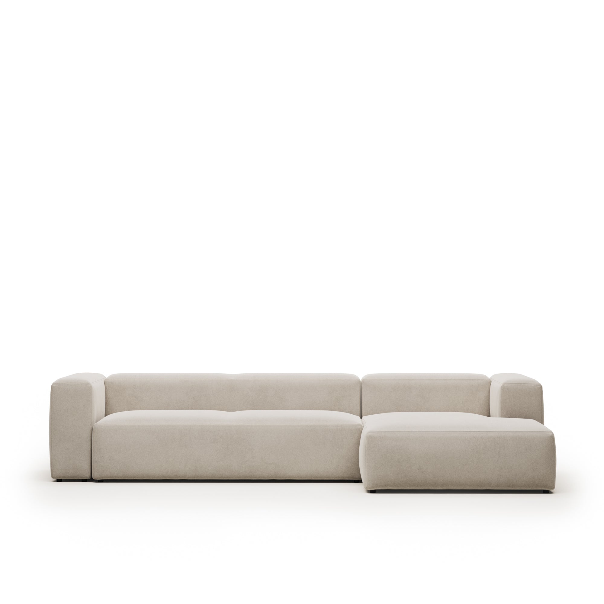 Blok 4 személyes kanapé jobb oldali fekvőfotellel, bézs színben, 330 cm