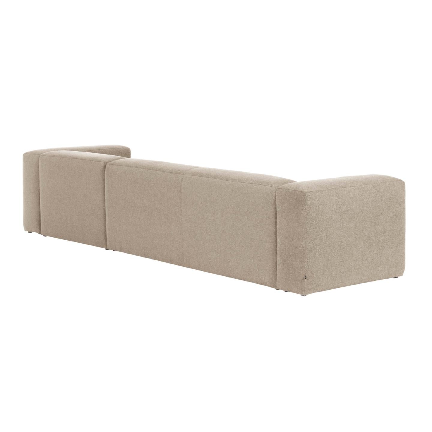 Blok 4 seater sofa with right-hand chaise longue in beige, 330 cm