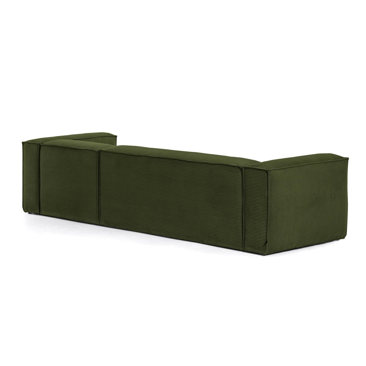 Blok 4 seater sofa with right side chaise longue in green wide seam corduroy, 330 cm