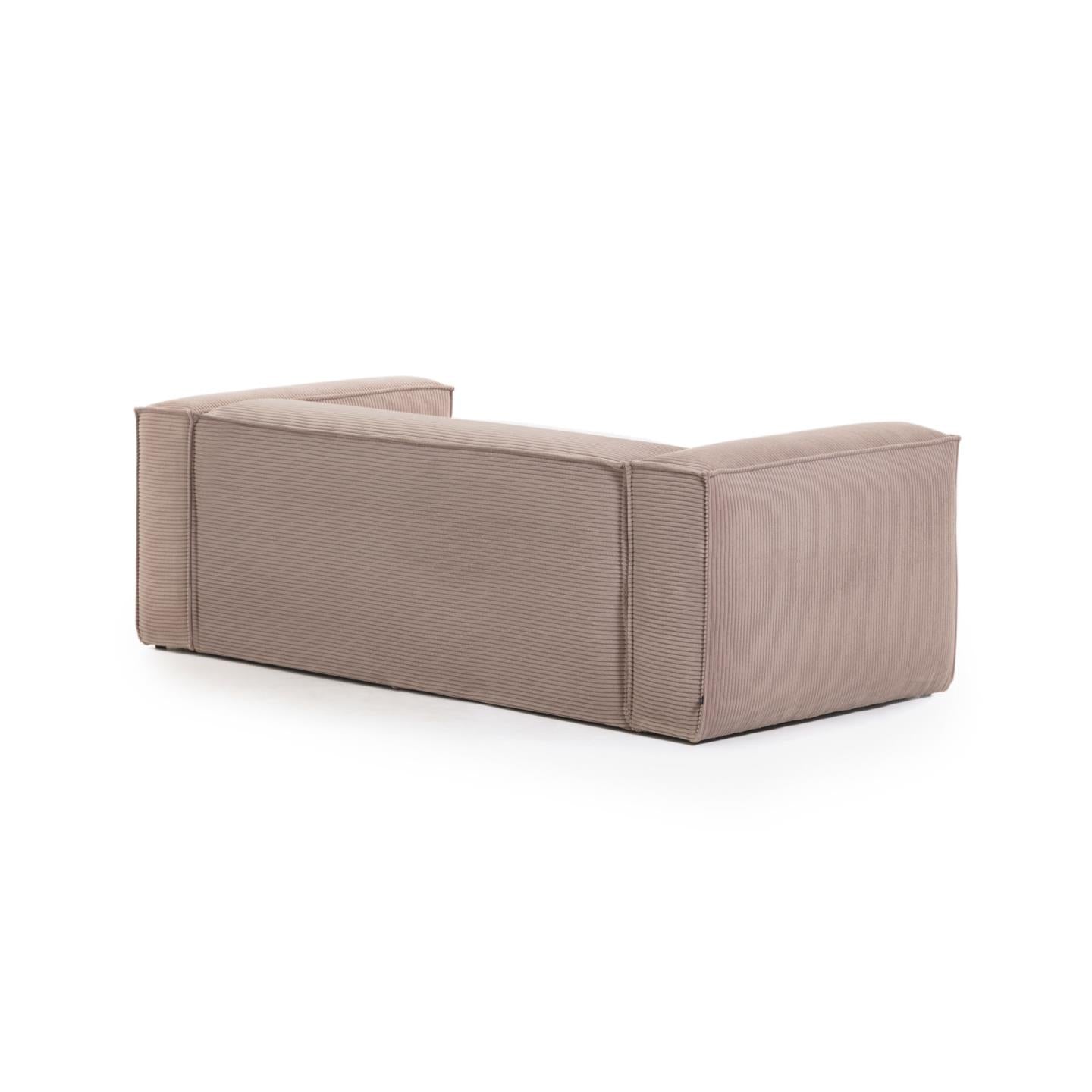 Blok 2 seater sofa with right side chaise longue in pink wide seam corduroy, 240 cm