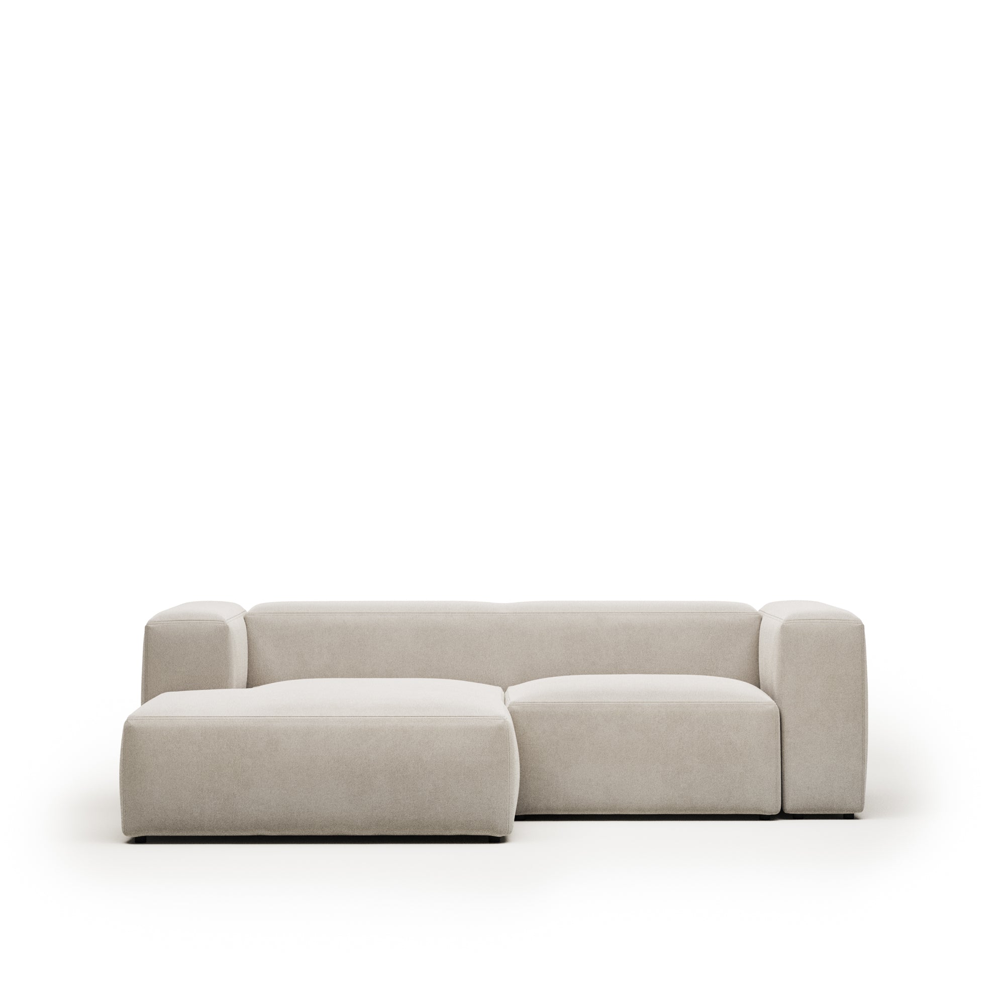 Blok 2 személyes kanapé bézs színben, 240 cm, bal oldali fekvőfotellel