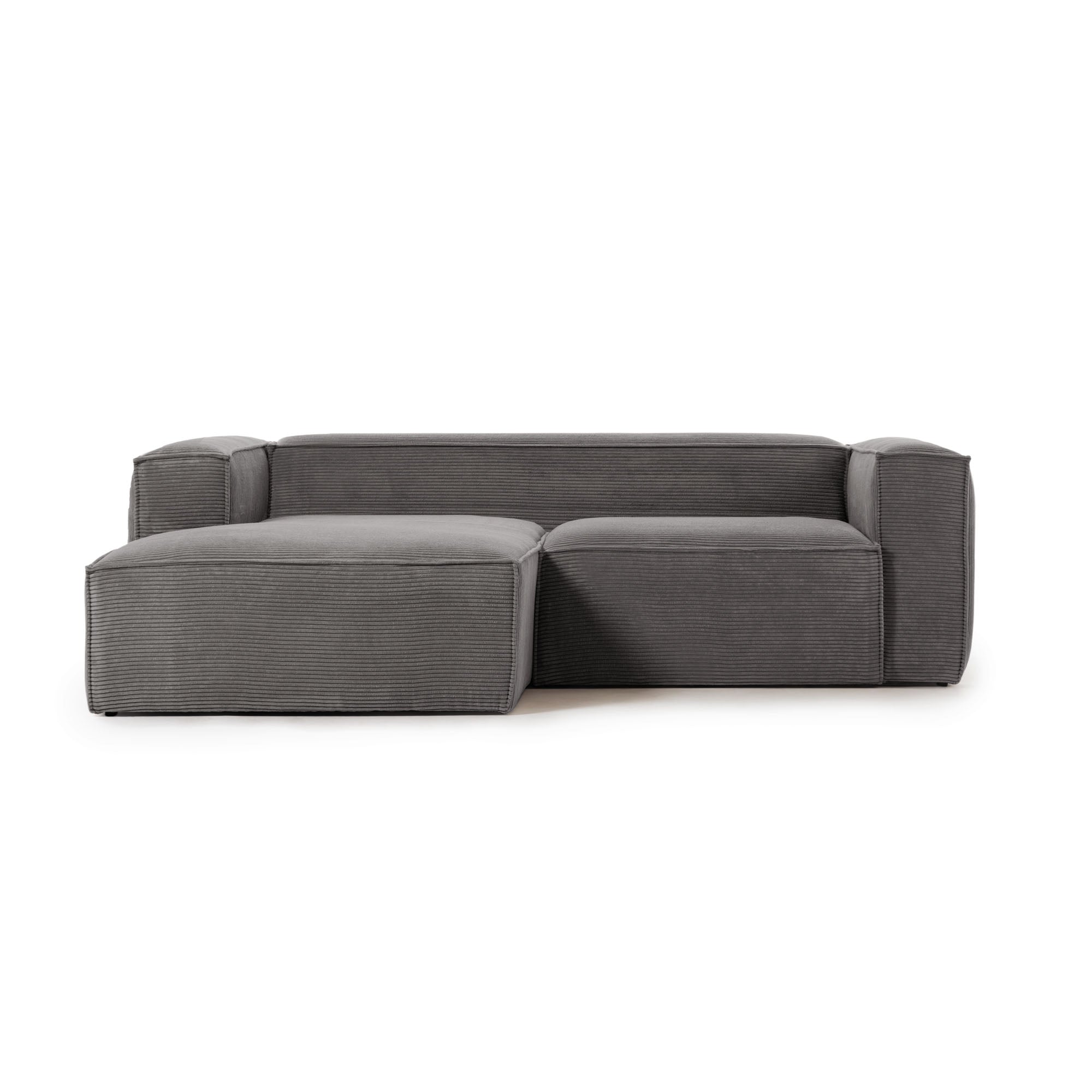 Blok 2 seater sofa with left side chaise longue in grey wide seam corduroy, 240 cm
