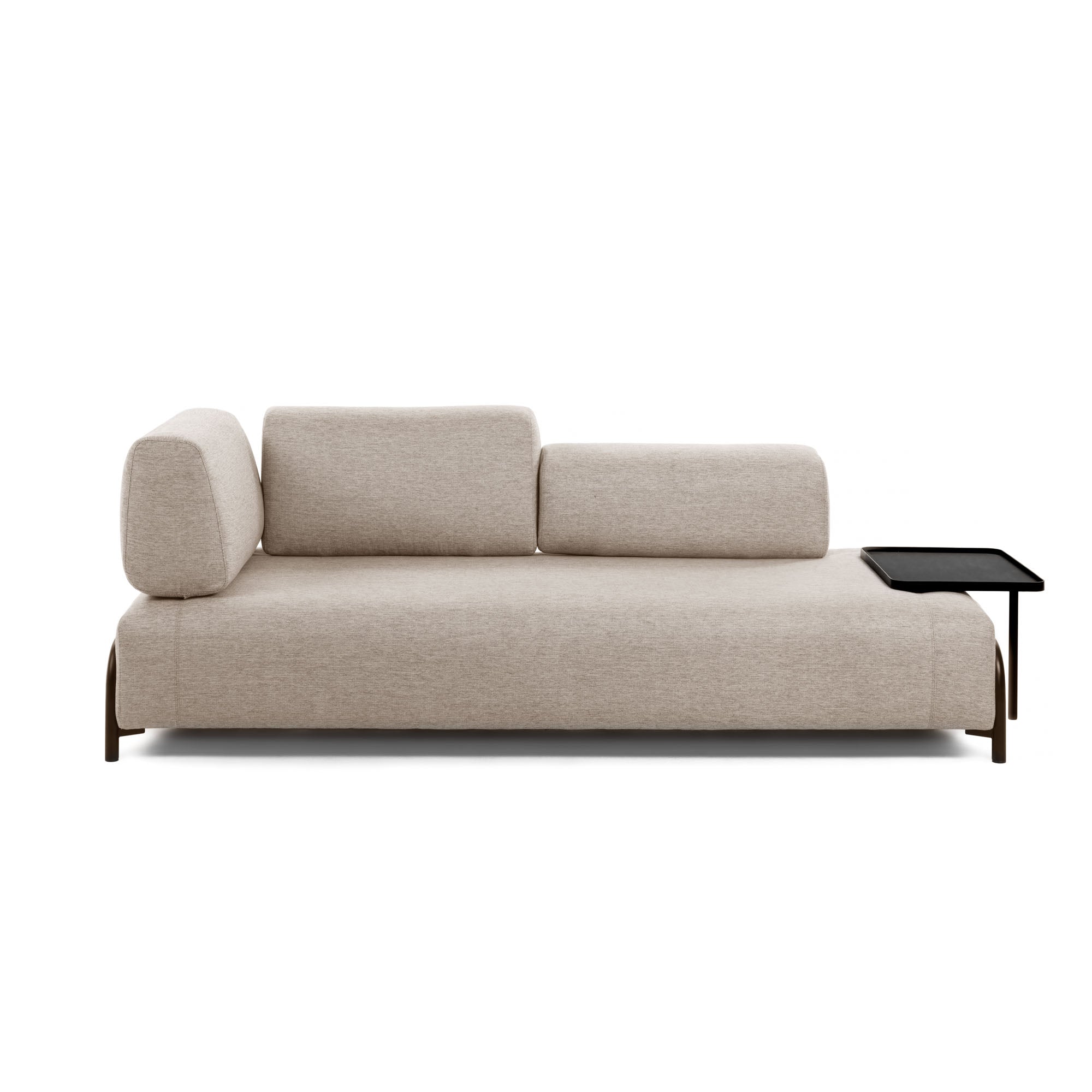 Compo 3 személyes kanapé nagy tálcával, bézs színben, 252 cm