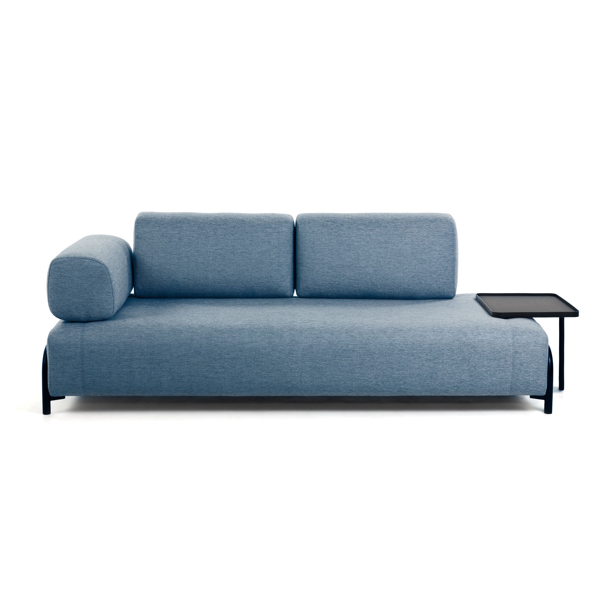 Compo 3 személyes kanapé nagy tálcával, kék színben, 252 cm