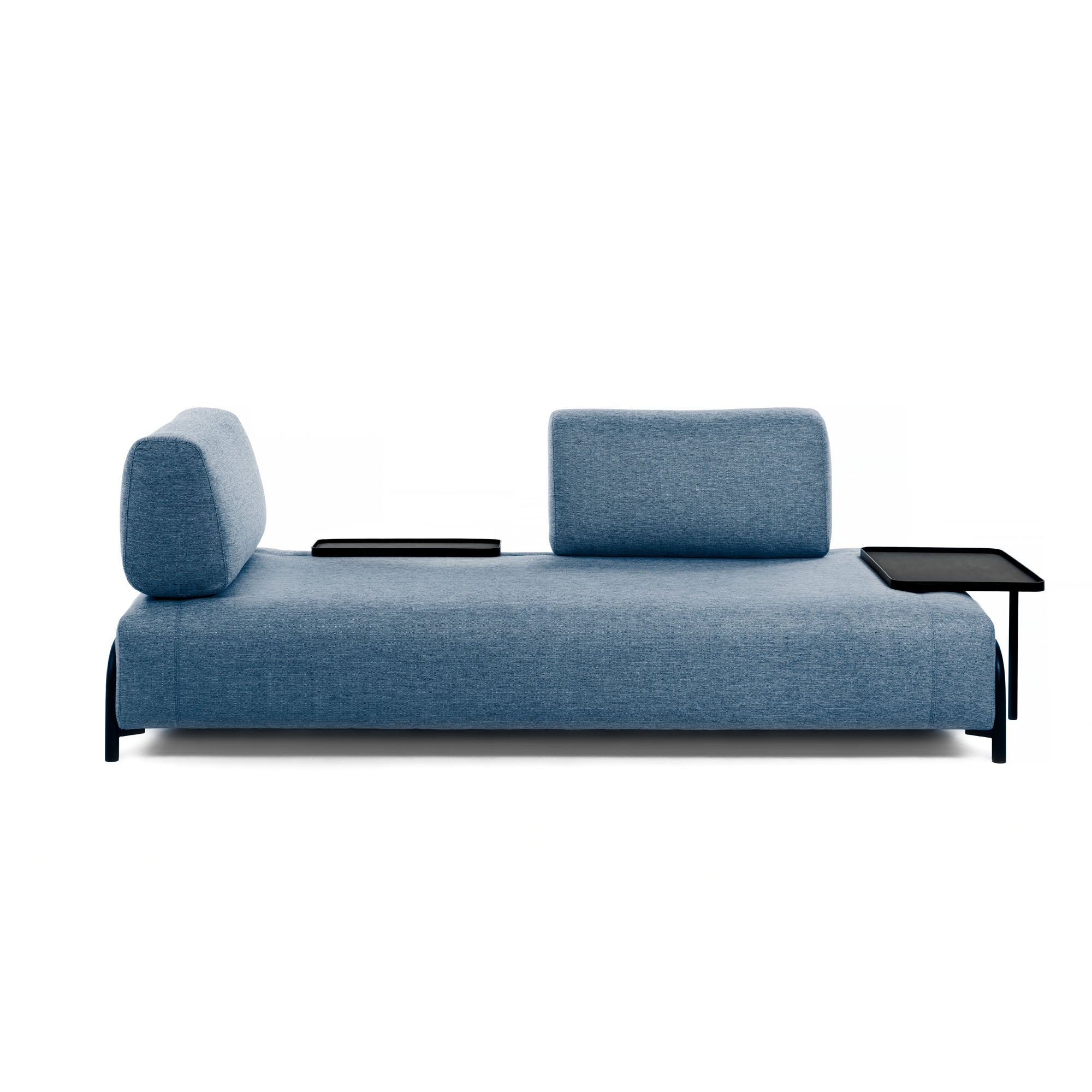 Compo 3 személyes kanapé nagy tálcával, kék színben, 252 cm