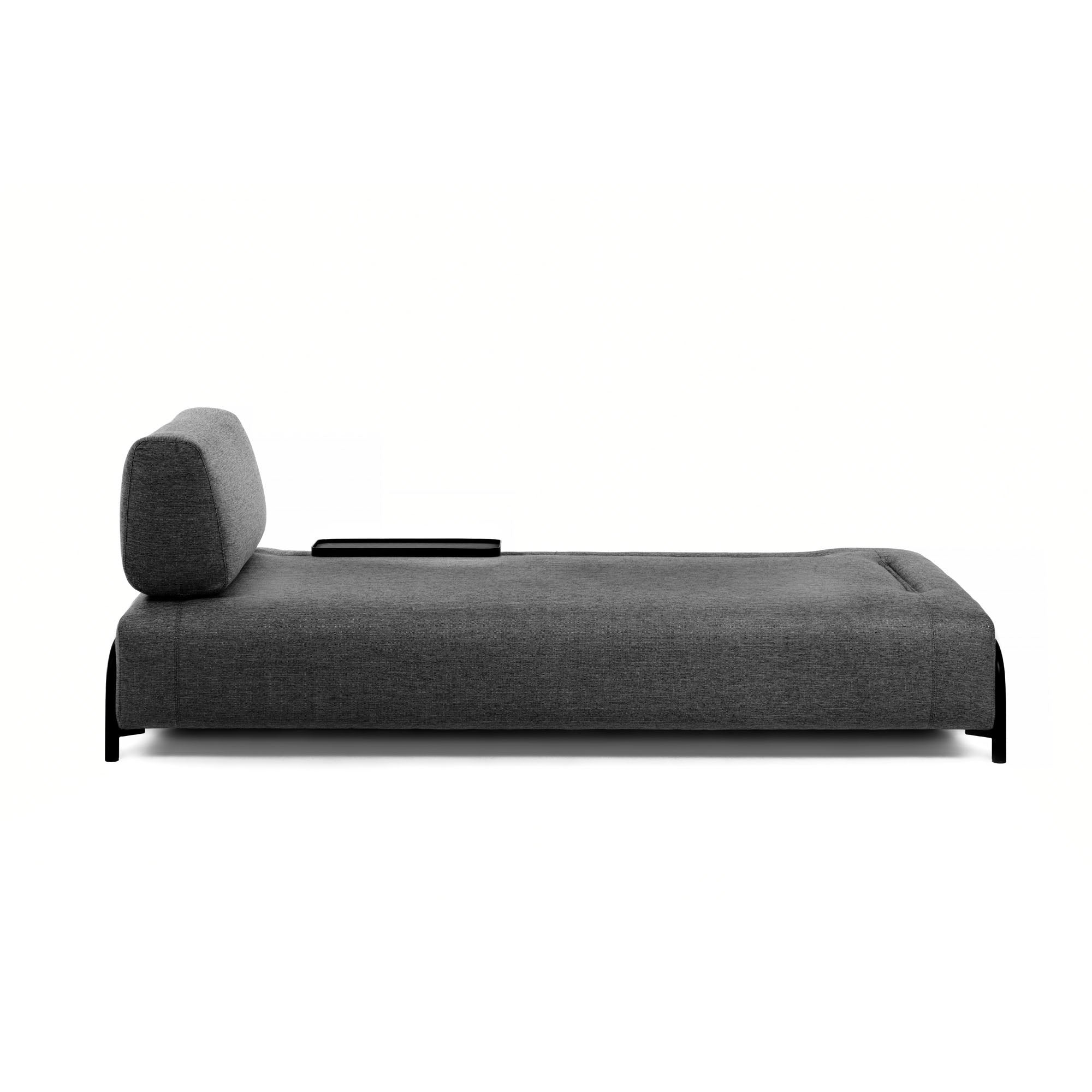 Compo 3 személyes kanapé kis tálcával, sötétszürke színben, 232 cm
