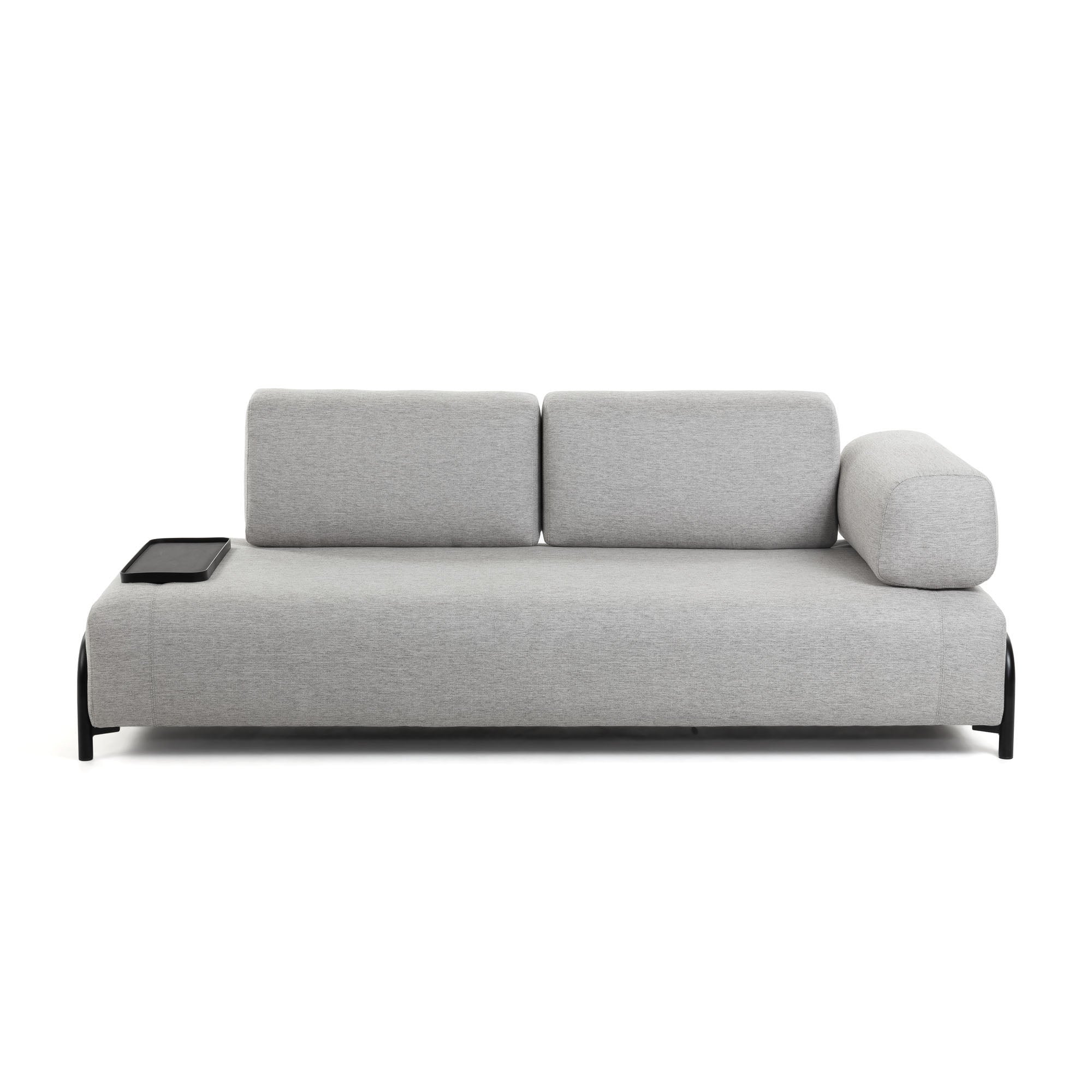 Compo 3 seater sofa with small tray in light grey, 232 cm