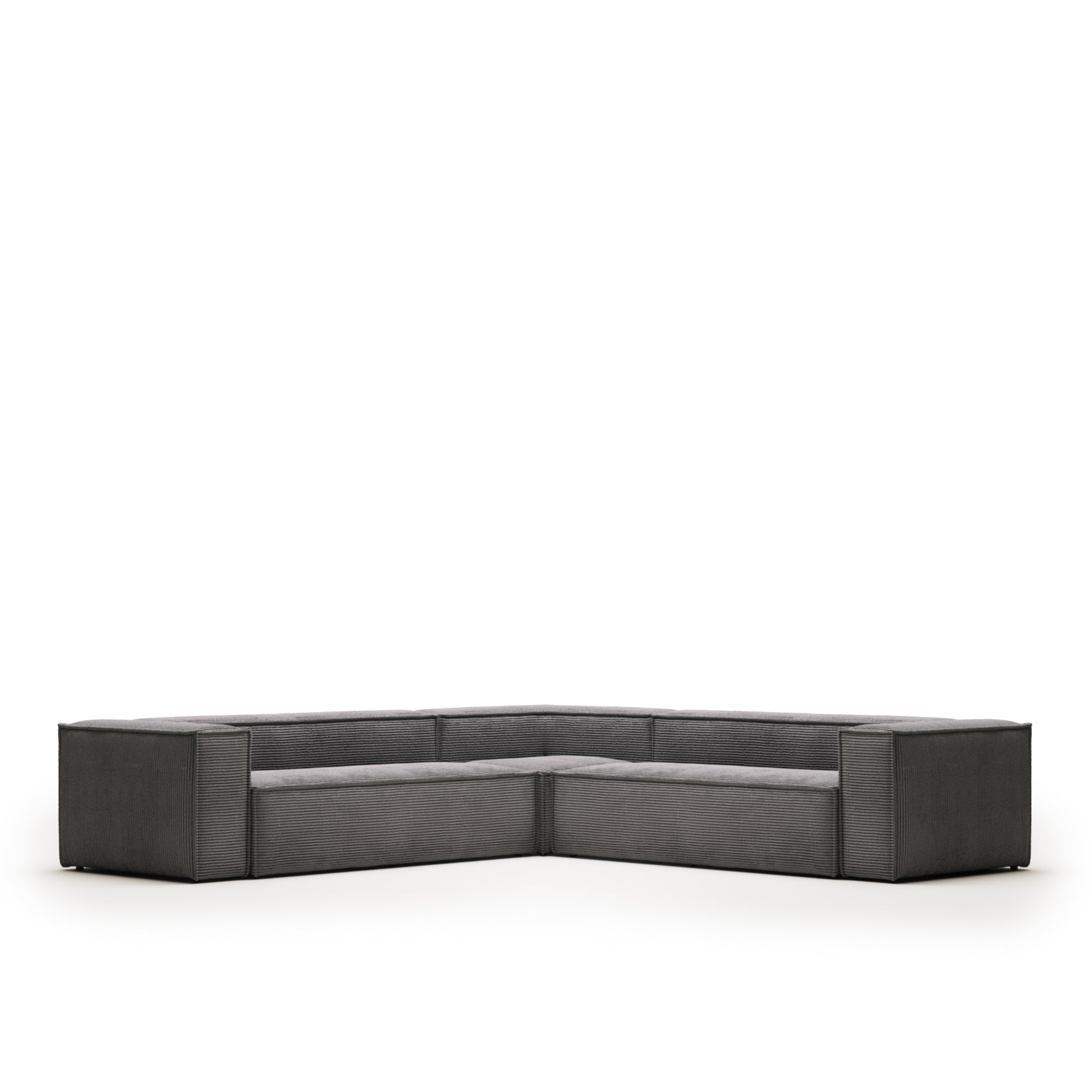 Blok 6 seater corner sofa in grey wide seam corduroy, 320 x 320 cm