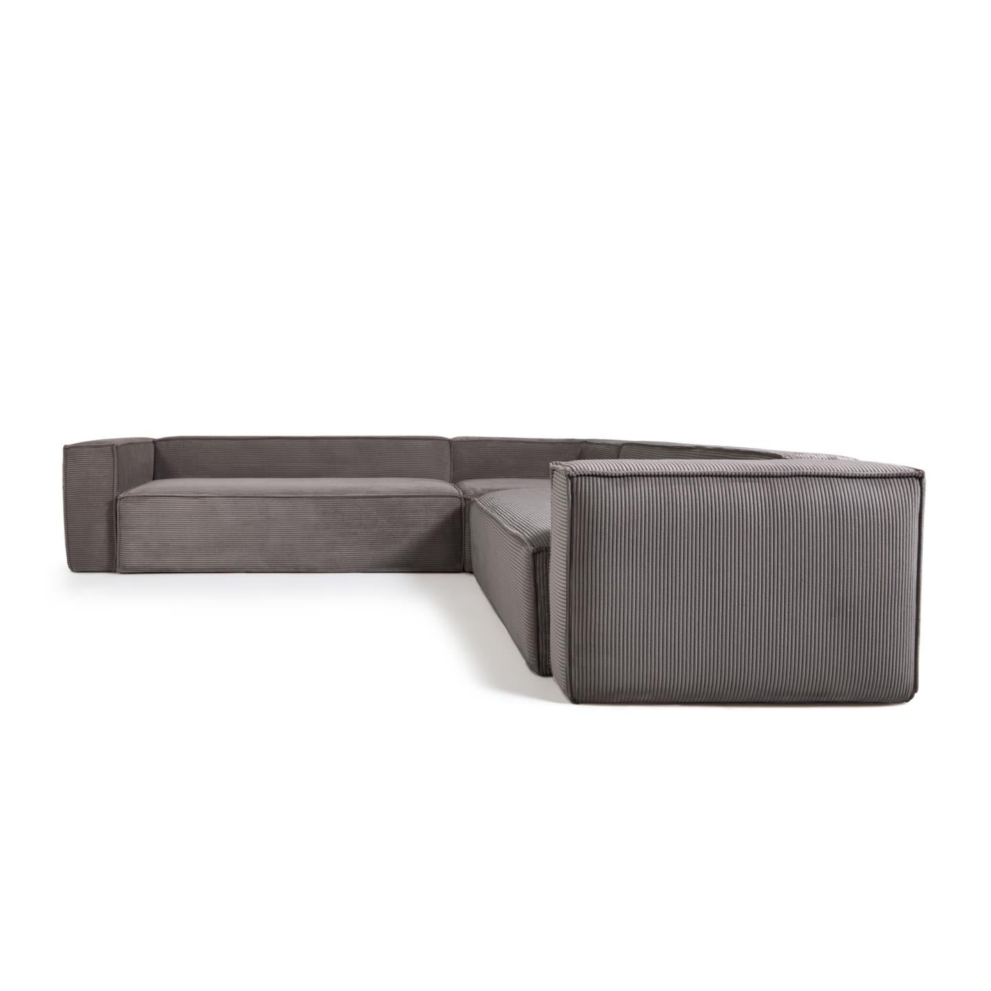 Blok 6 seater corner sofa in grey wide seam corduroy, 320 x 320 cm