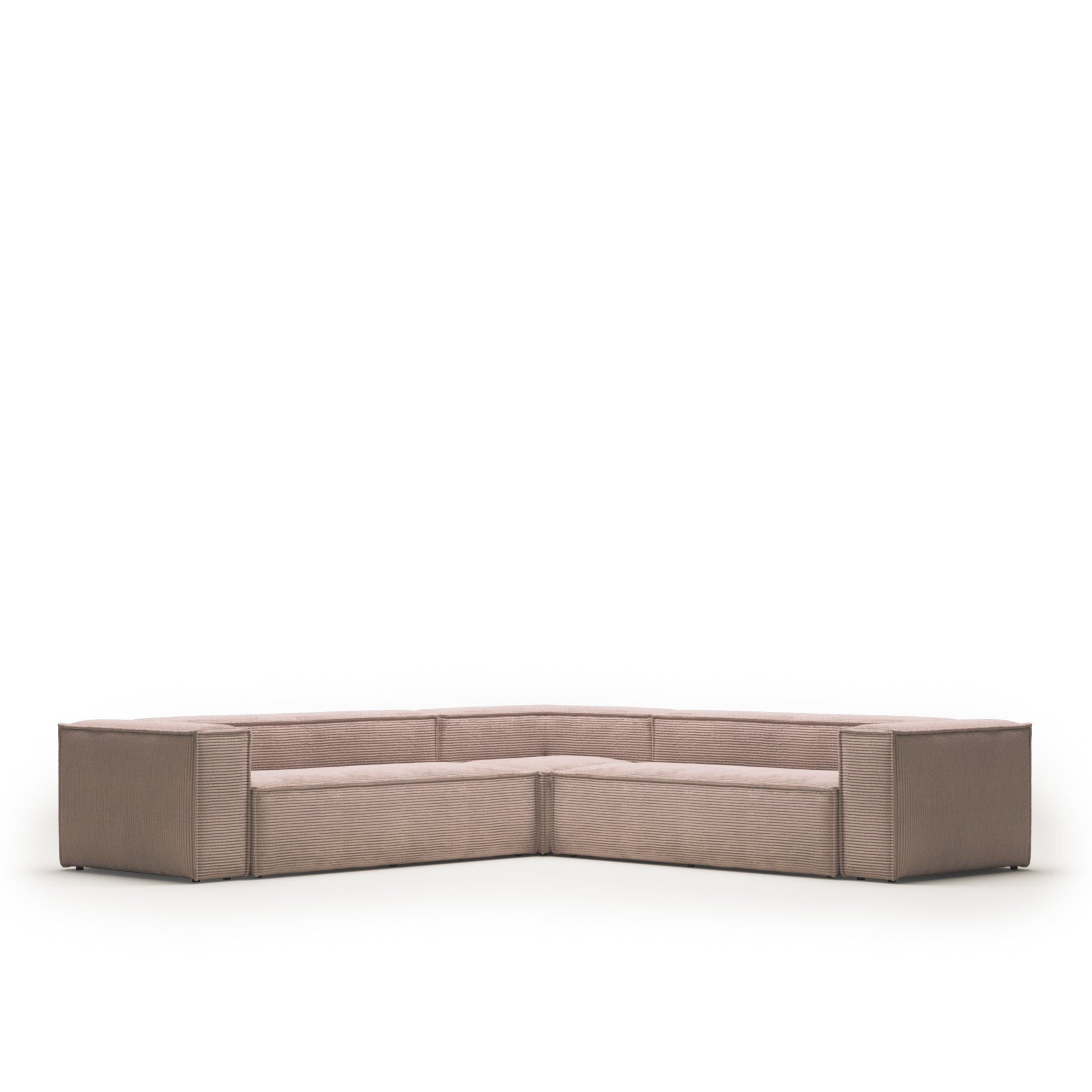 Blok 6 seater corner sofa in pink wide seam corduroy, 320 x 320 cm