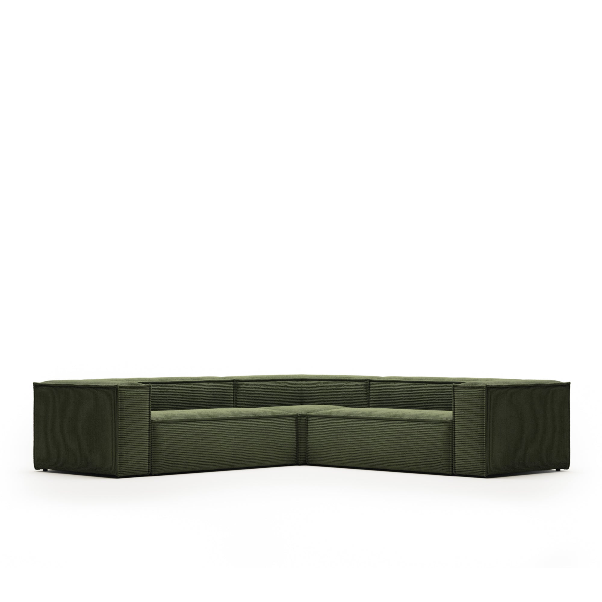 Blok 4 seater corner sofa in wide seam green corduroy, 290 x 290 cm