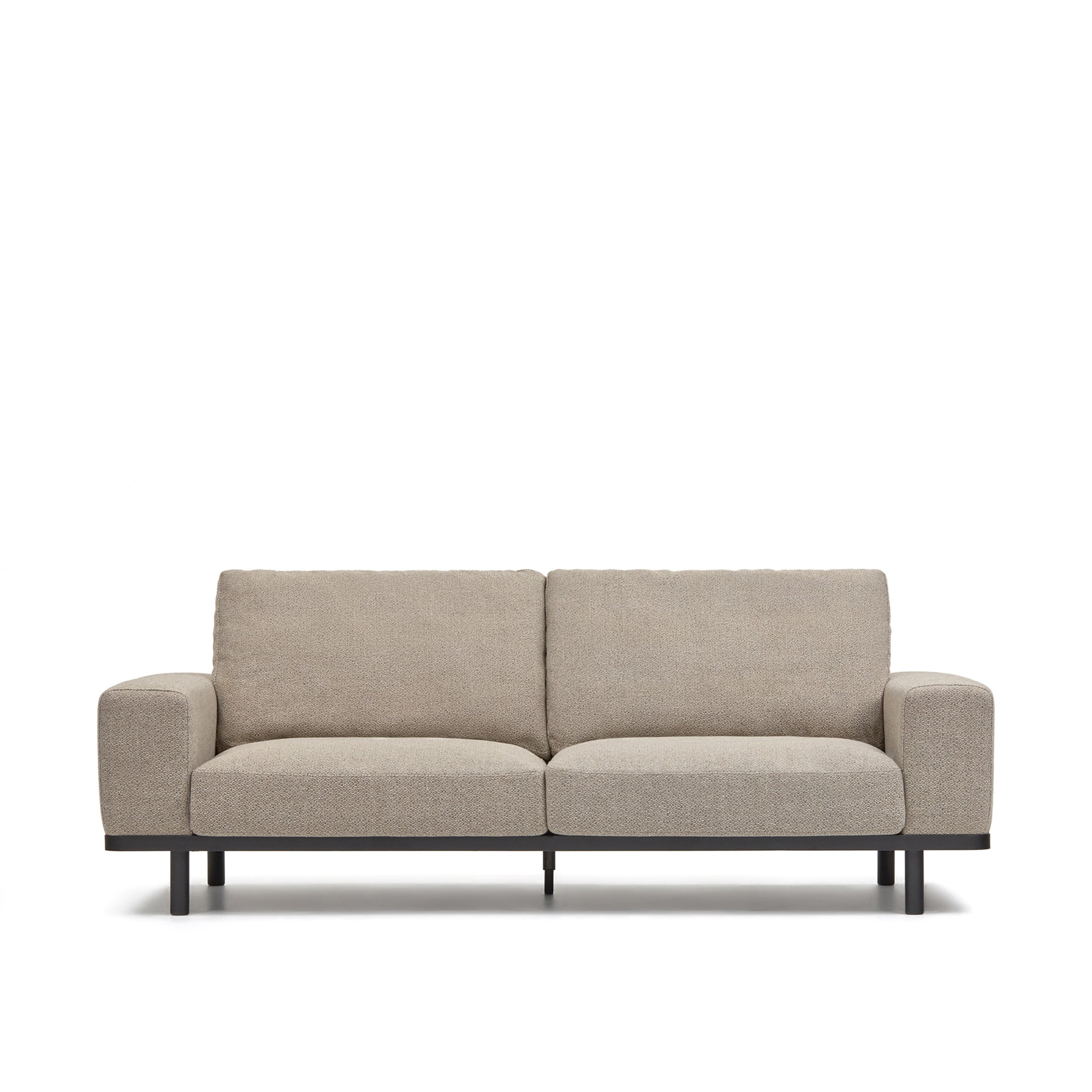 Noa 3 seater sofa in beige with dark finish legs, 230 cm
