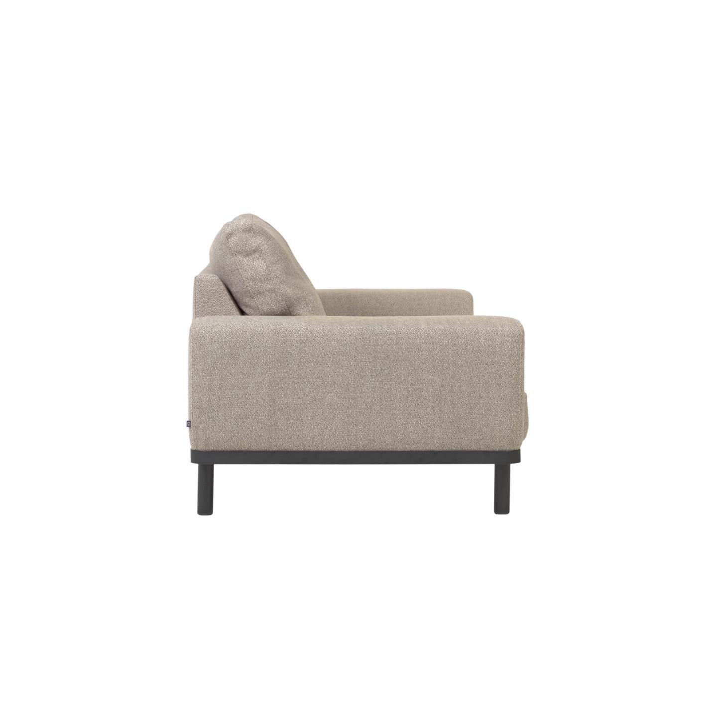 Noa 3 személyes kanapé bézs színben, sötét színű lábakkal, 230 cm