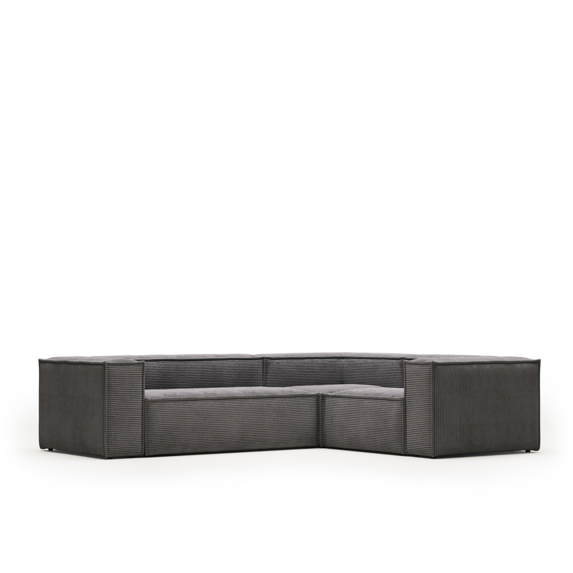 Blok 3 seater corner sofa in grey wide seam corduroy, 290 x 230 cm / 230 cm 290 cm