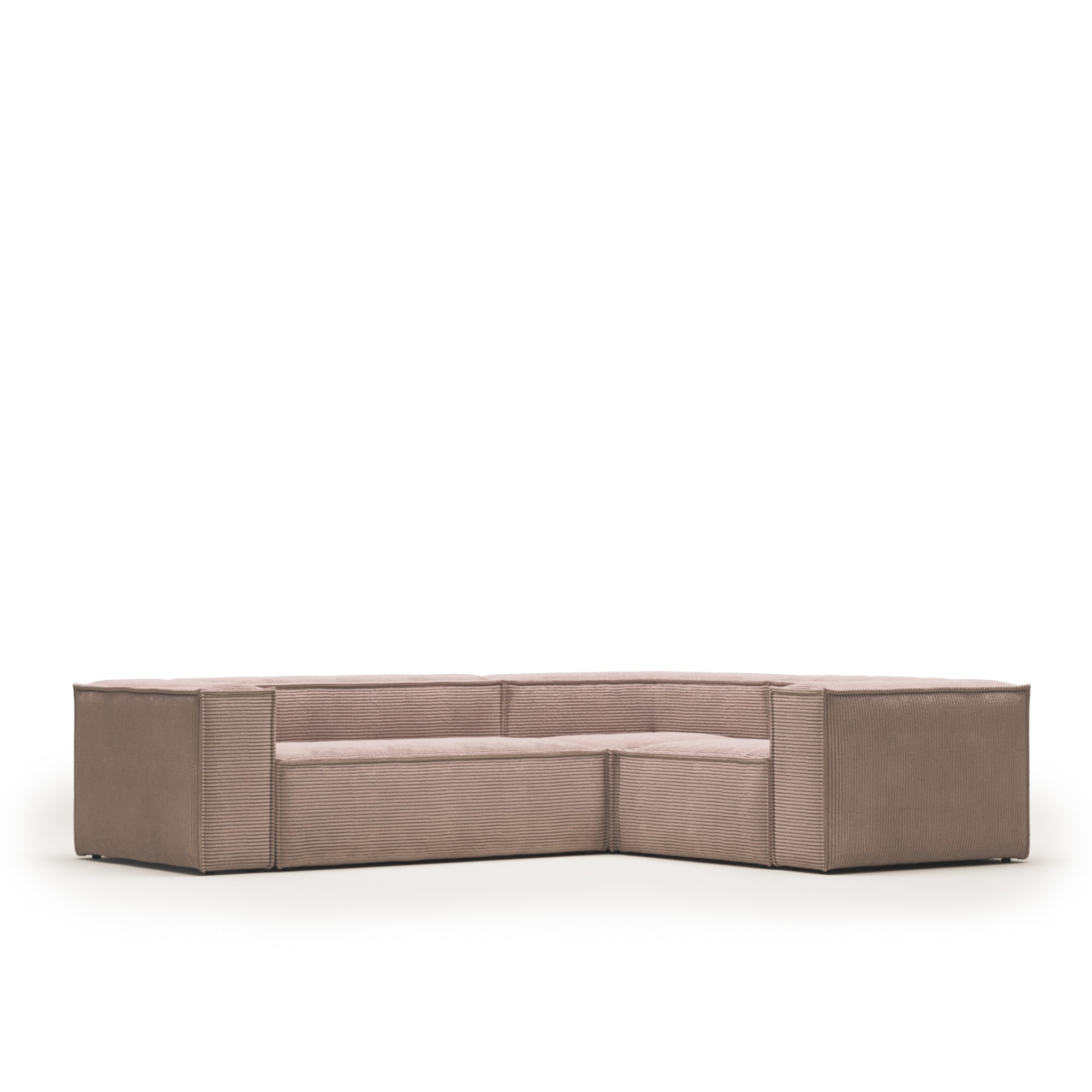Blok 3 seater corner sofa in pink wide seam corduroy, 290 x 230 cm / 230 cm 290 cm
