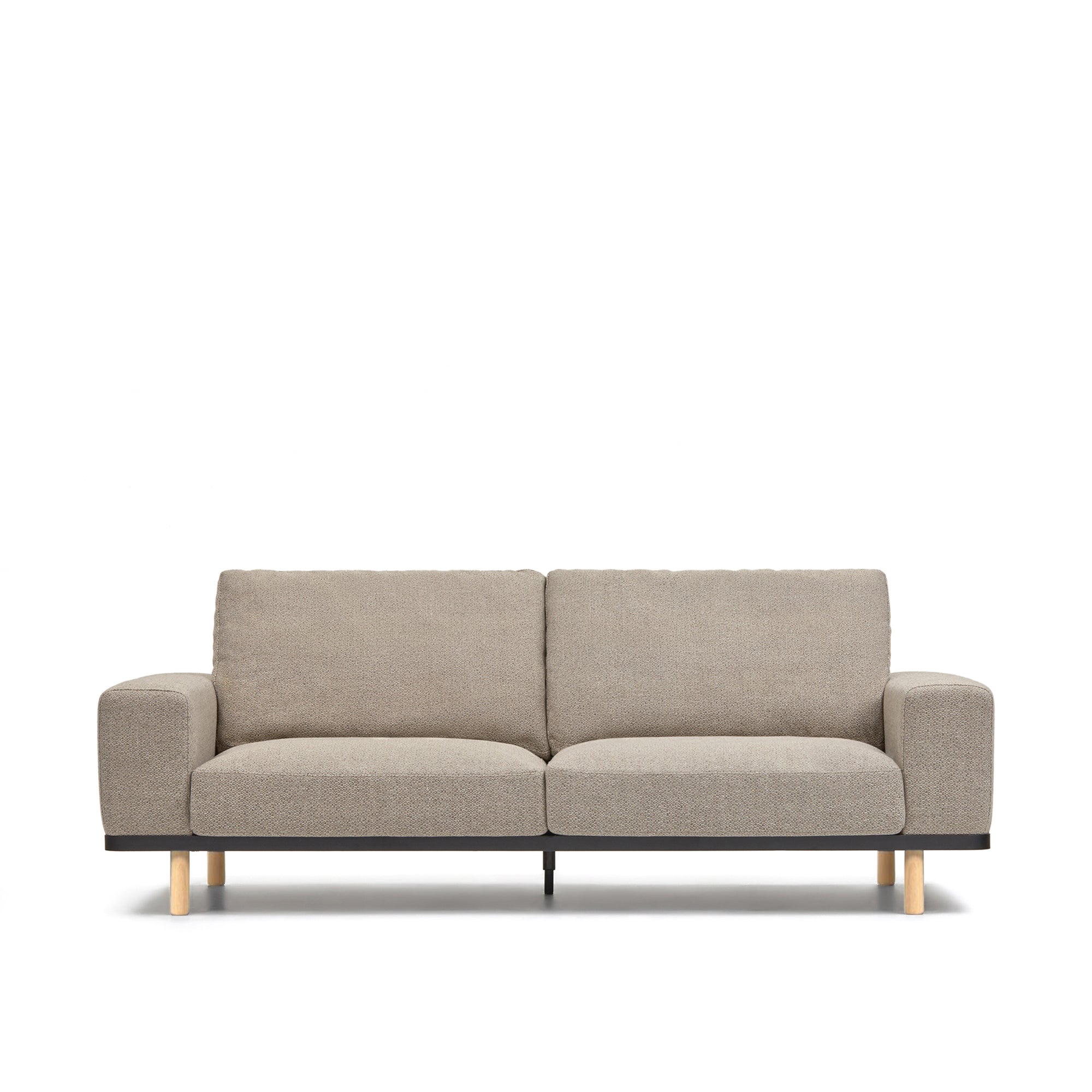 Noa 3 seater sofa in beige with natural finish legs, 230 cm