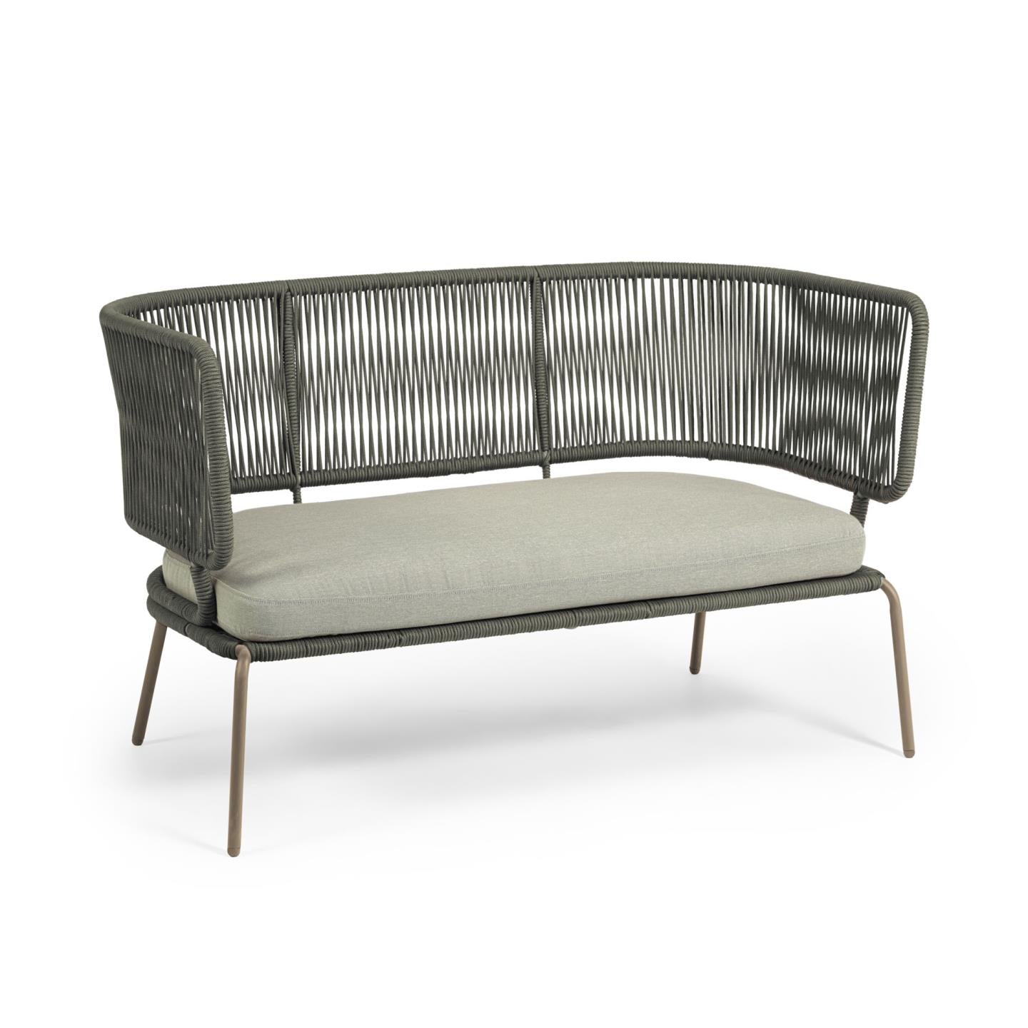Nadin 2 seater sofa in green cord with galvanised steel legs, 135 cm