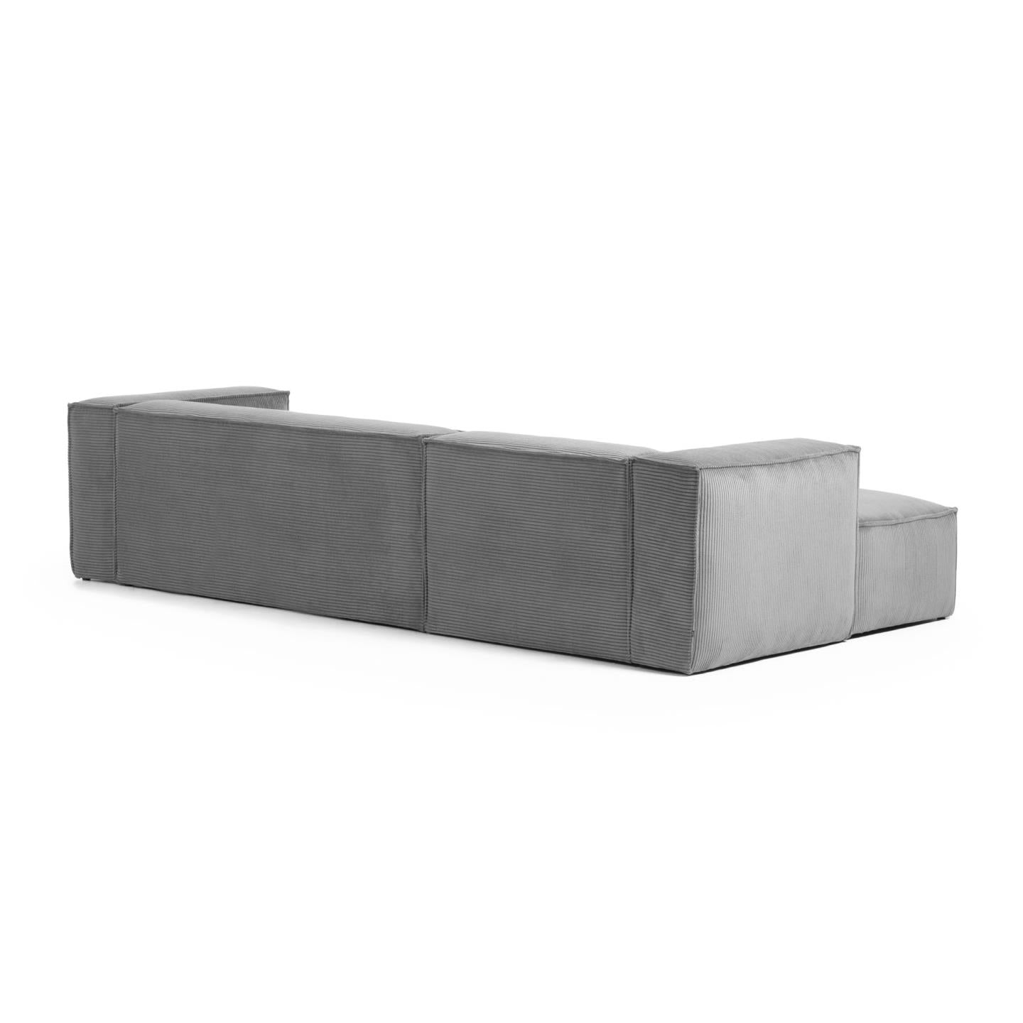 Blok 3 seater sofa with left side chaise longue in grey wide seam corduroy, 300 cm