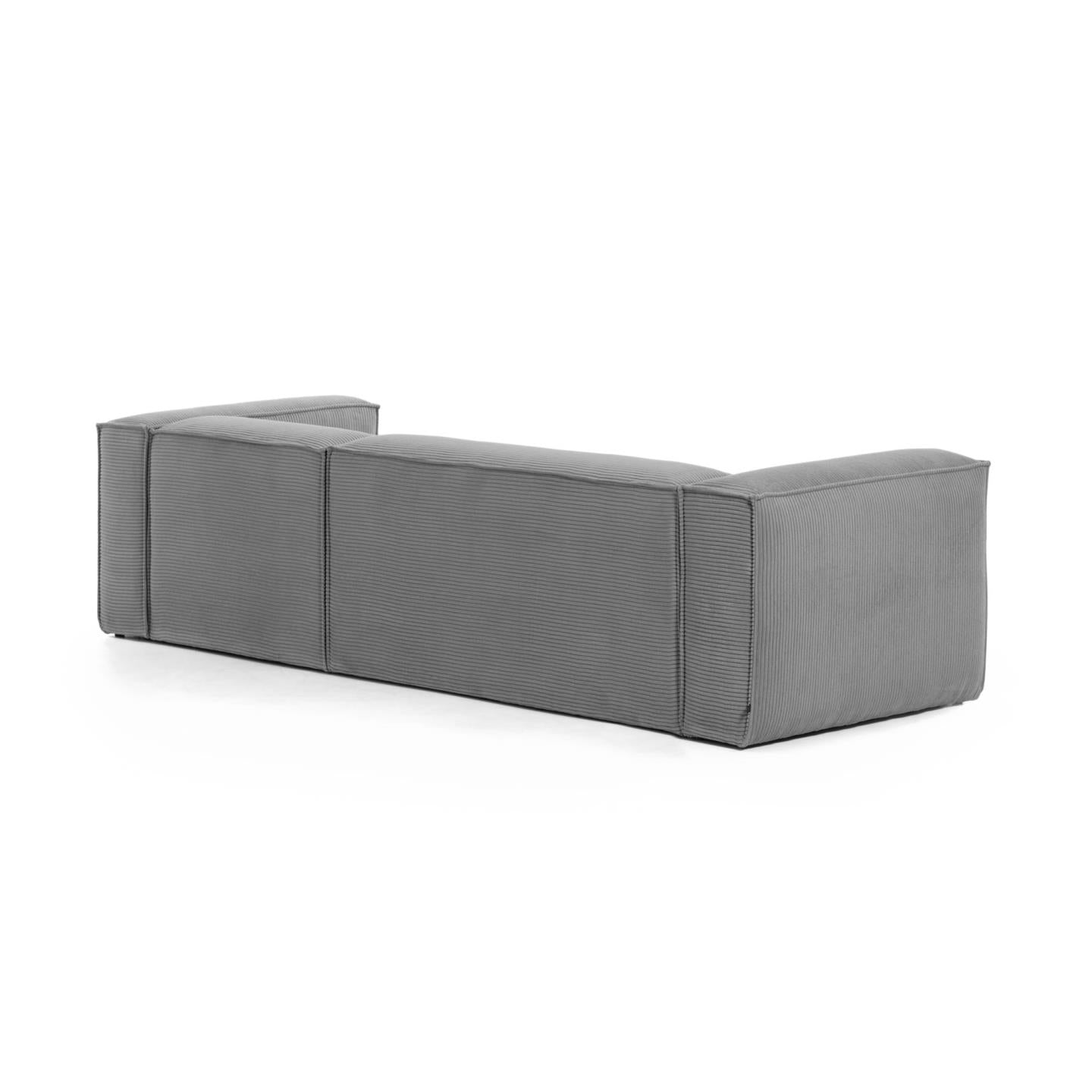 Blok 3 seater sofa with right side chaise longue in grey wide seam corduroy, 300 cm