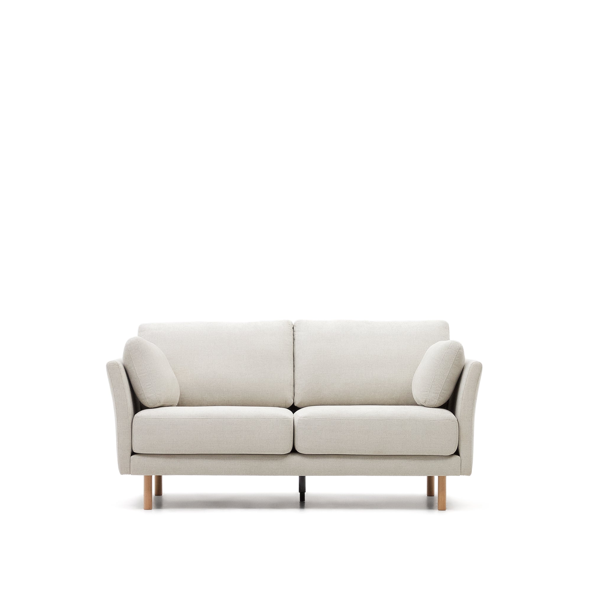 Gilma 2 seater sofa in chenille pearl with natural wood finish legs, 170 cm