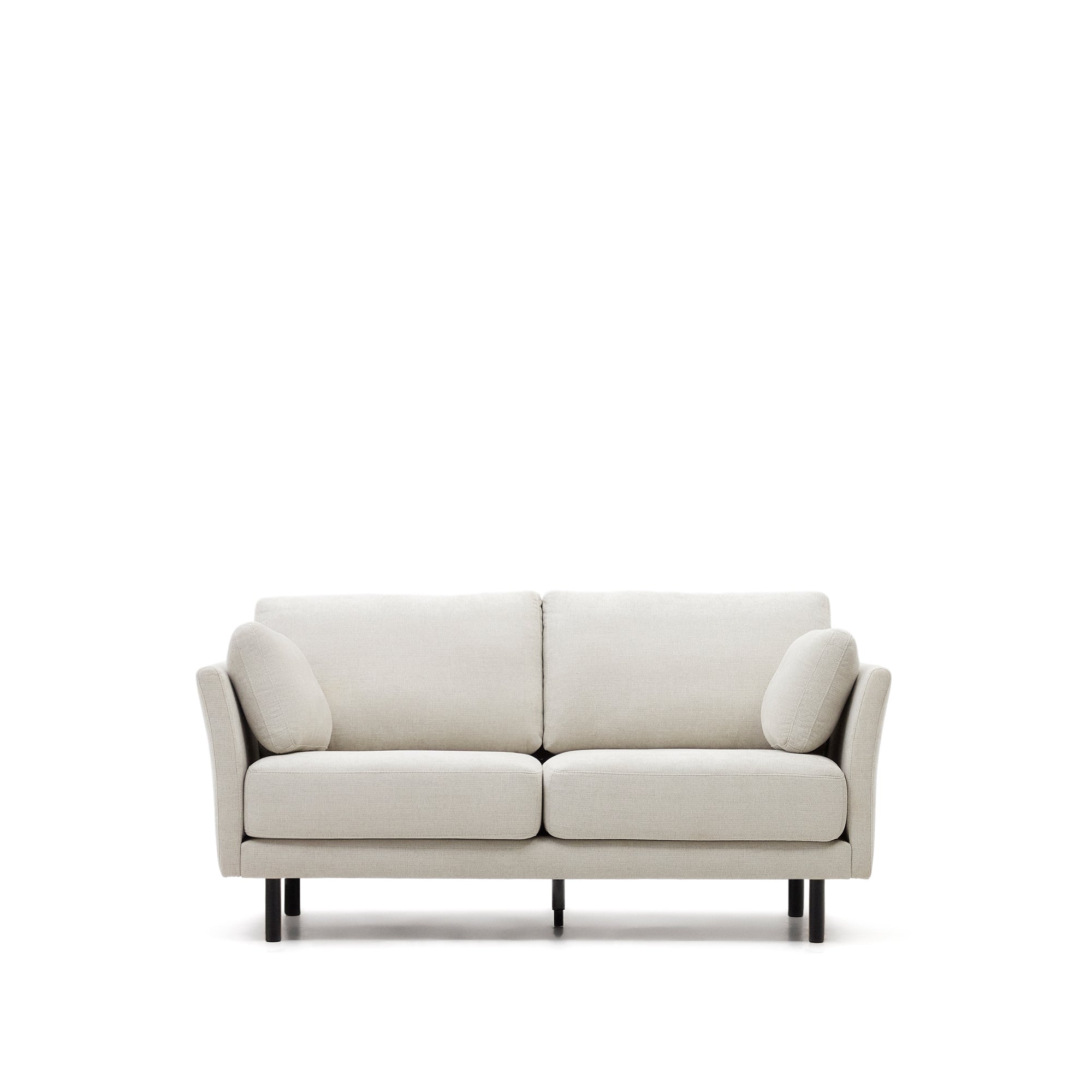 Gilma 2 seater sofa in chenille pearl with painted black finish legs, 170 cm