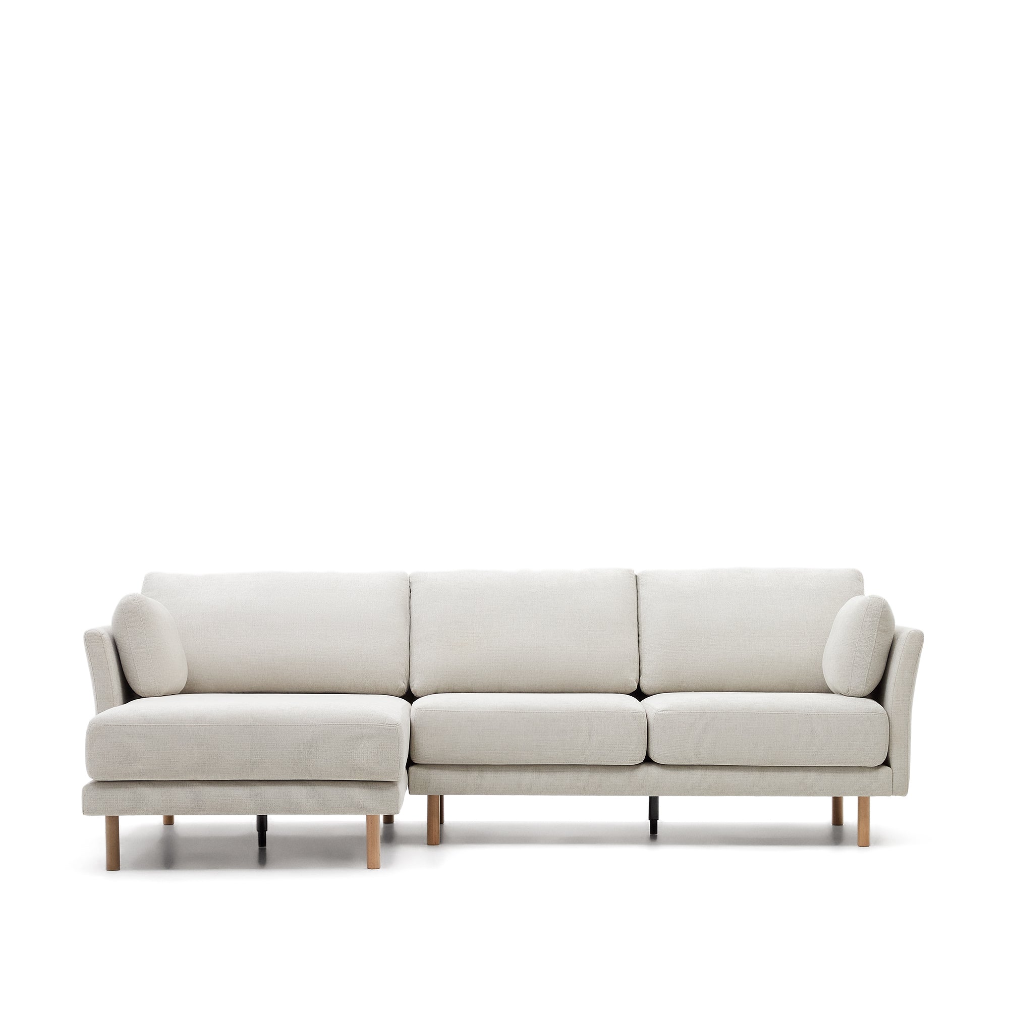 Gilma 3 személyes kanapé jobb/bal oldali fekvőfotellel, zseníliagyöngy, természetes lábakkal, 260 cm