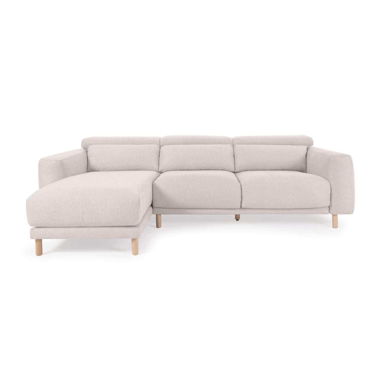 Singa 3 seater sofa with left-hand chaise longue in white, 296 cm