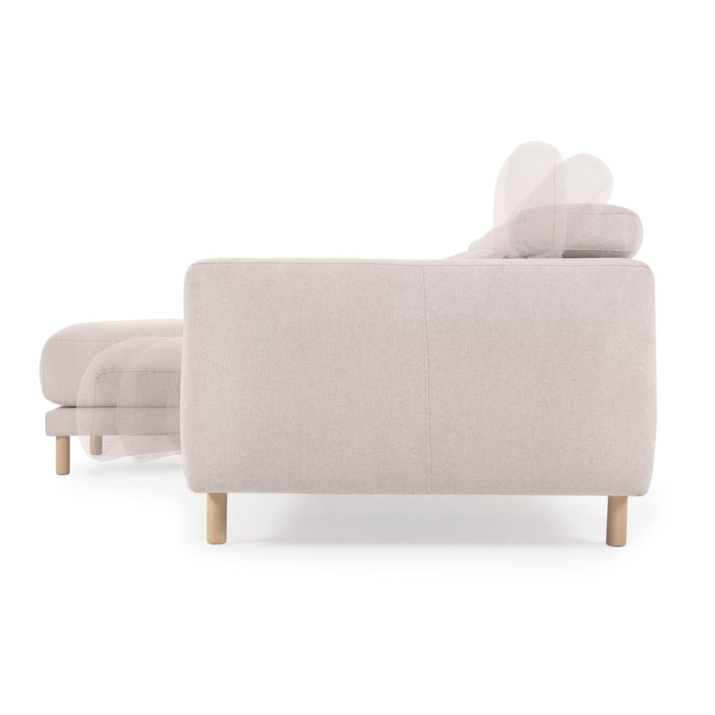 Singa 3 személyes kanapé bal oldali fekvőfotellel, fehér színben, 296 cm