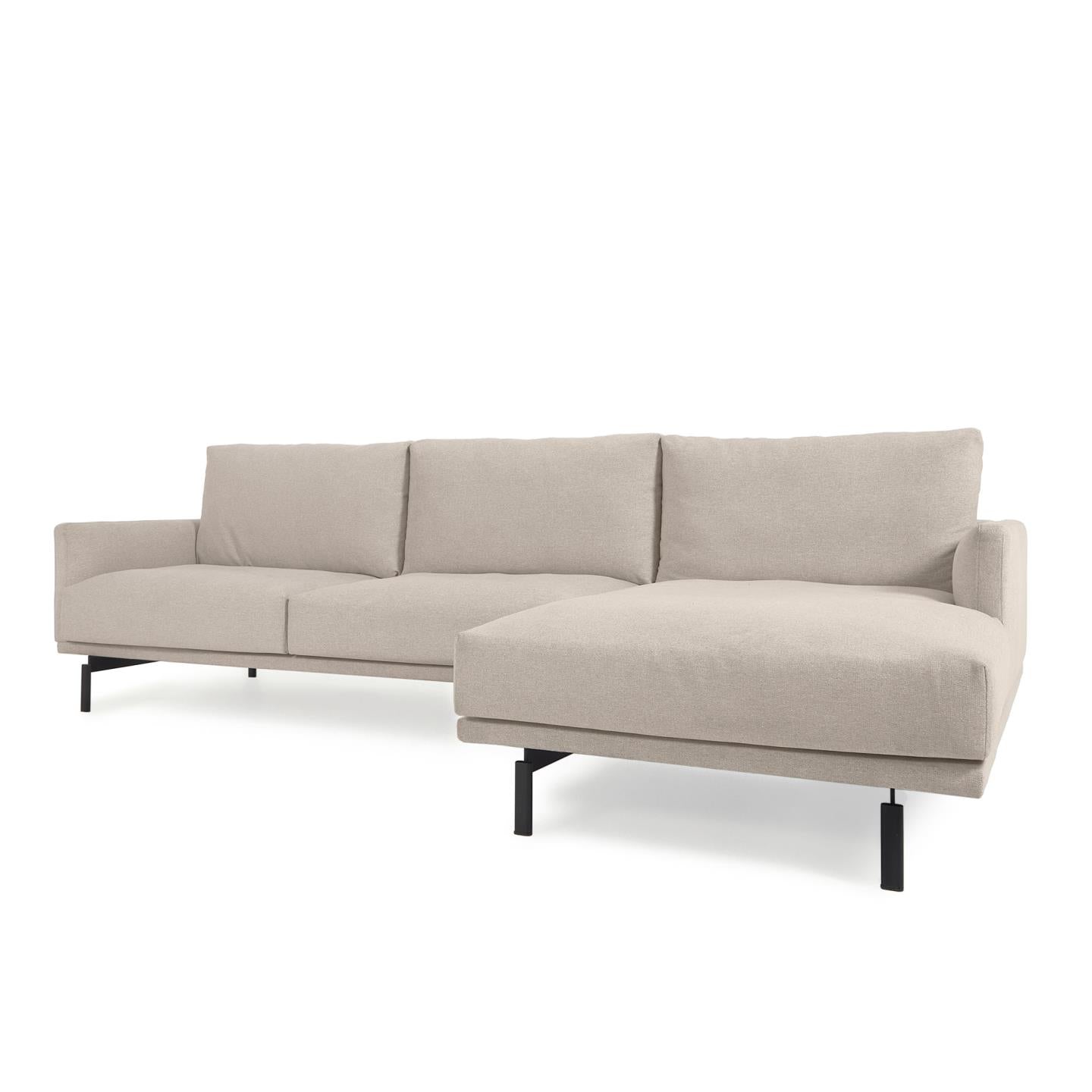 Galene 3 seater sofa with right-hand chaise longue in beige, 254 cm