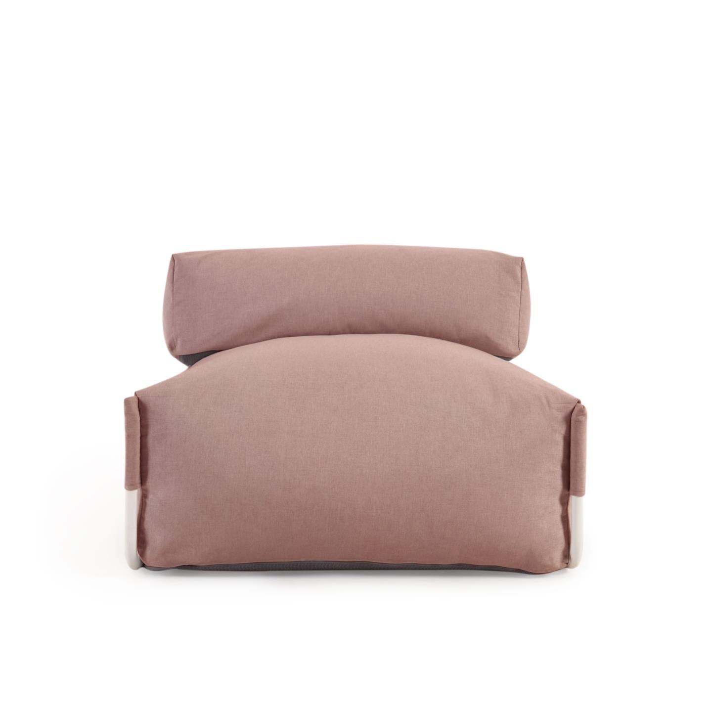 Square moduláris 100% kültéri kanapé puff háttámlával, terrakotta, fehér alumínium 101x101cm