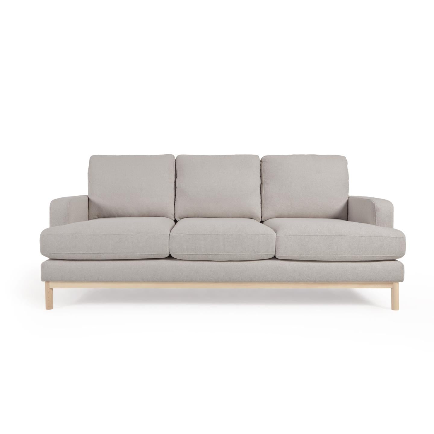 Mihaela 3 seater sofa in grey fleece, 203 cm