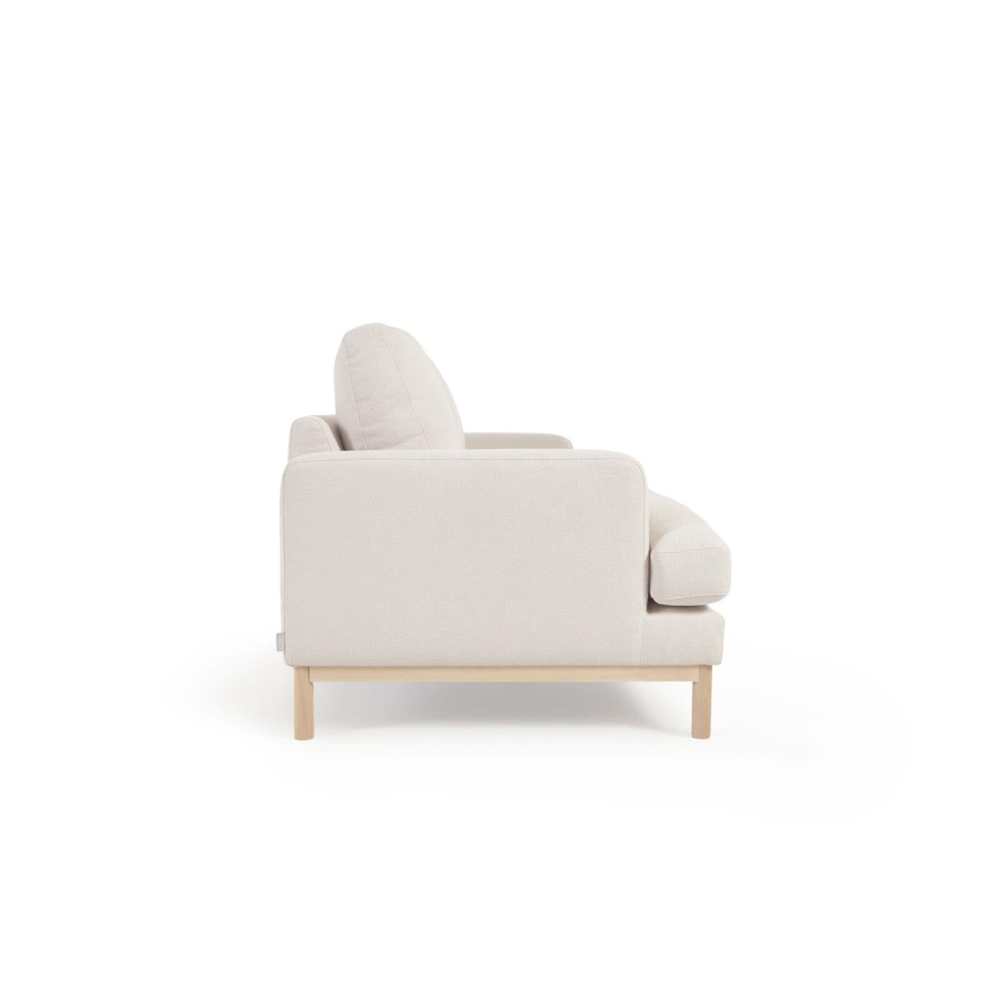 Mihaela 3 seater sofa in white fleece, 203 cm