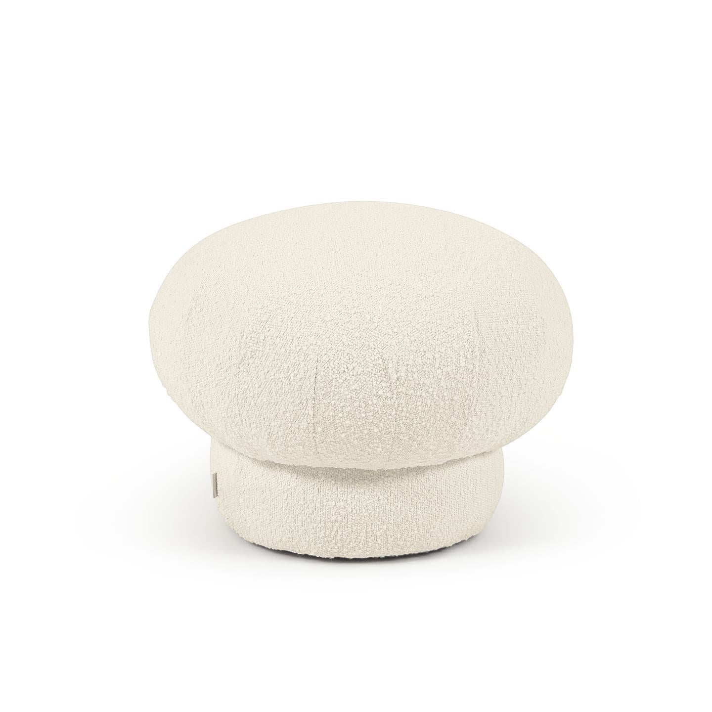 Sarisha round pouffe in white fleece, Ø 50 cm