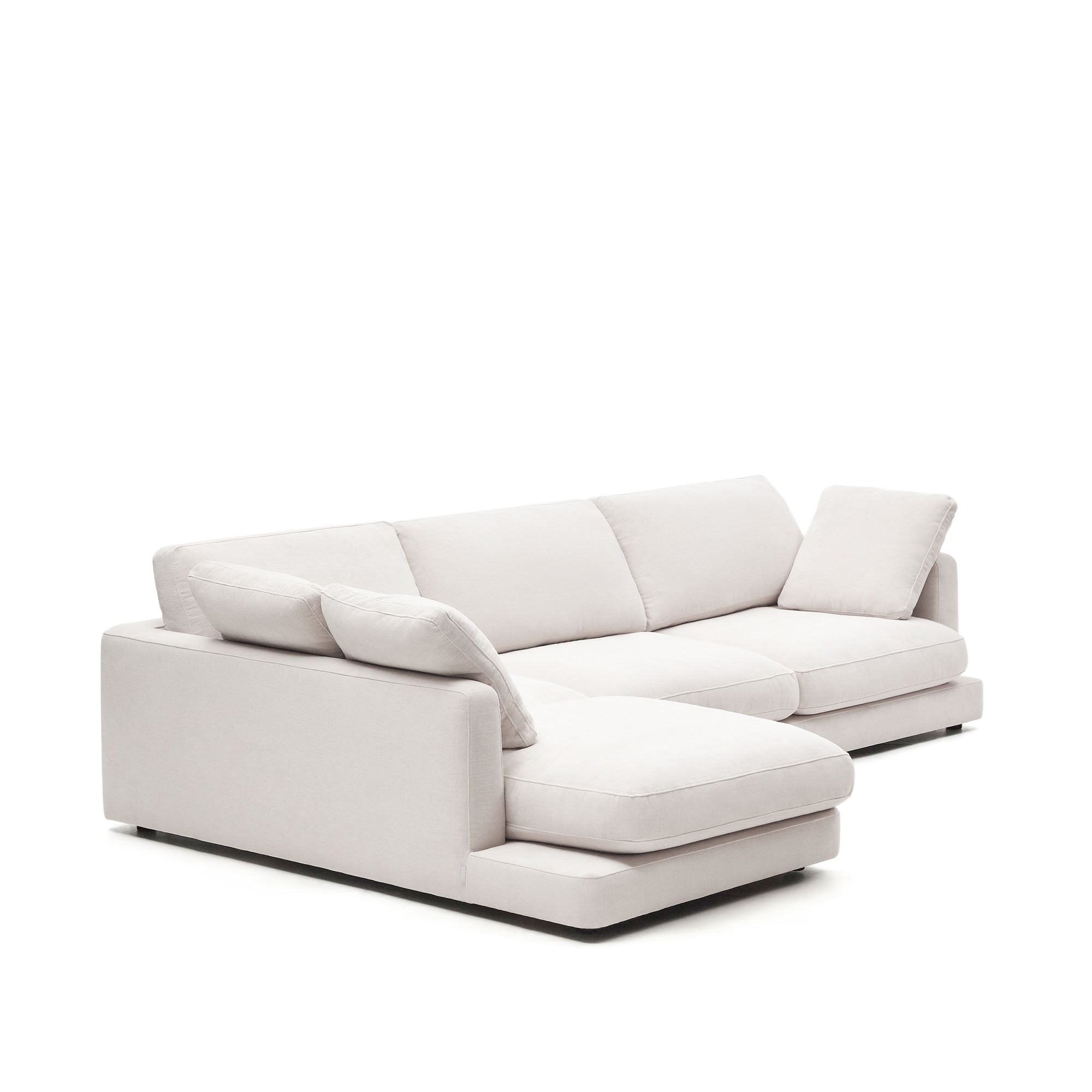 Gala 4 személyes kanapé bal oldali fekvőfotellel, fehér színben, 300 cm