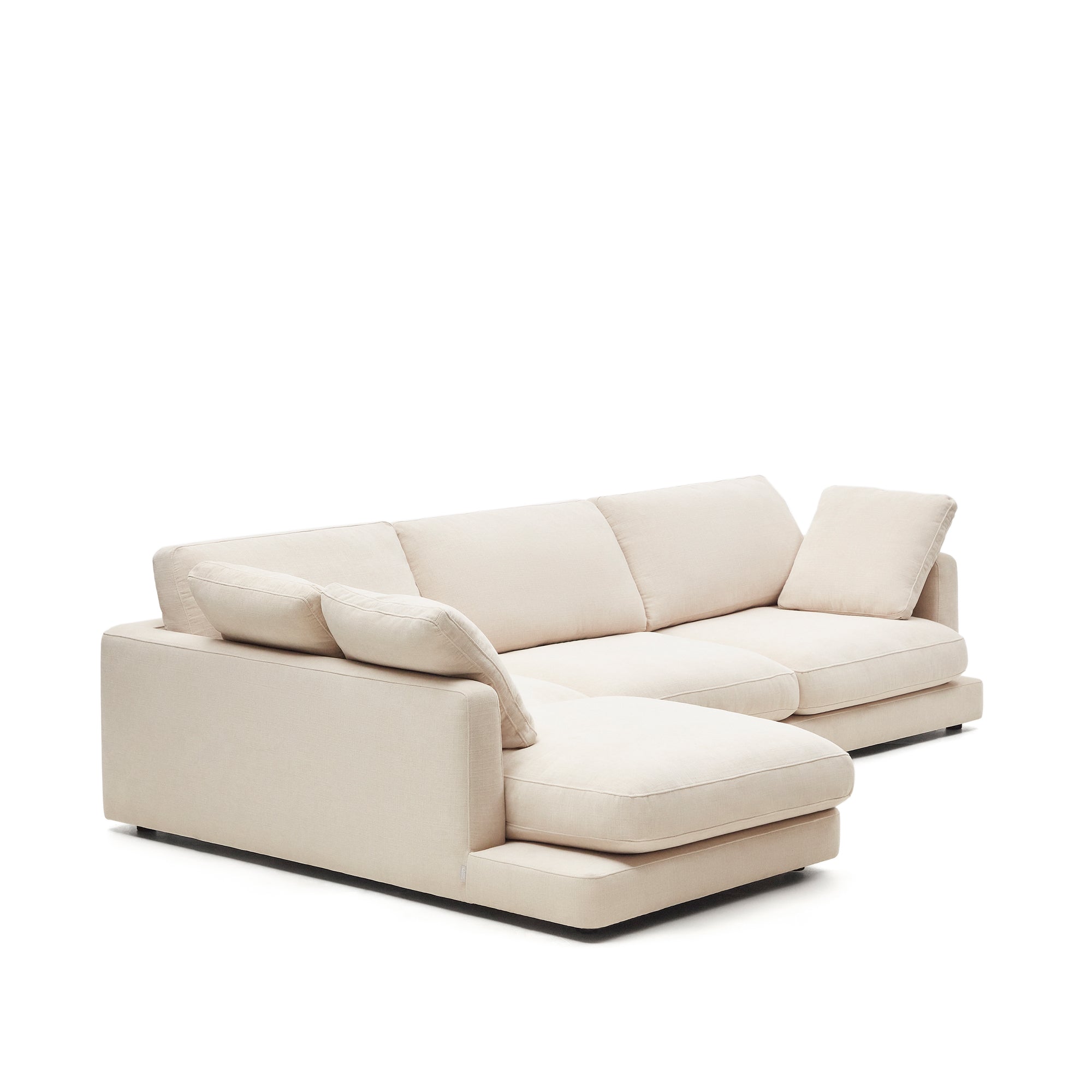 Gala 4 seater sofa with left side chaise longue in beige, 300 cm