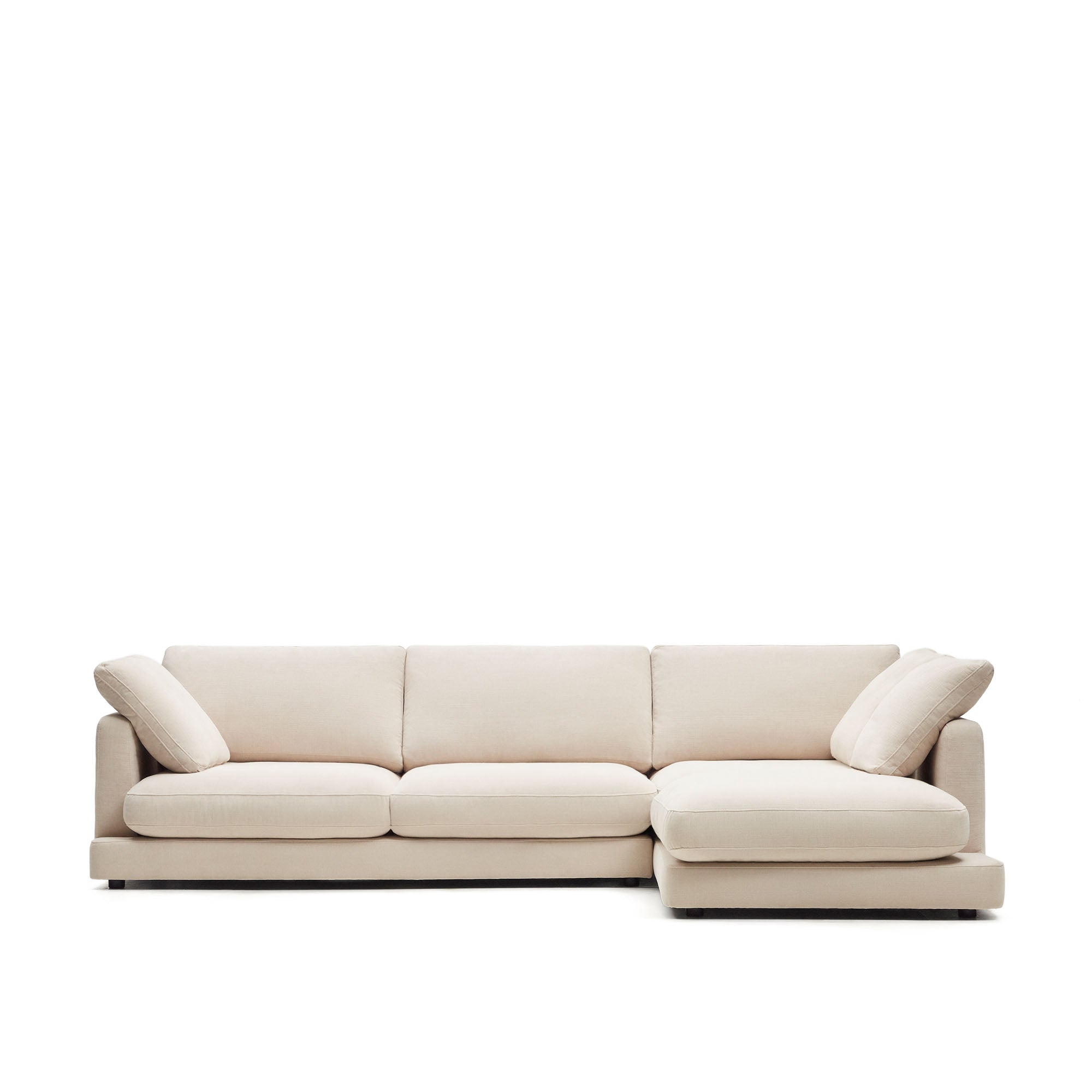 Gala 4 személyes kanapé jobb oldali nyugágyazással, bézs színben, 300 cm