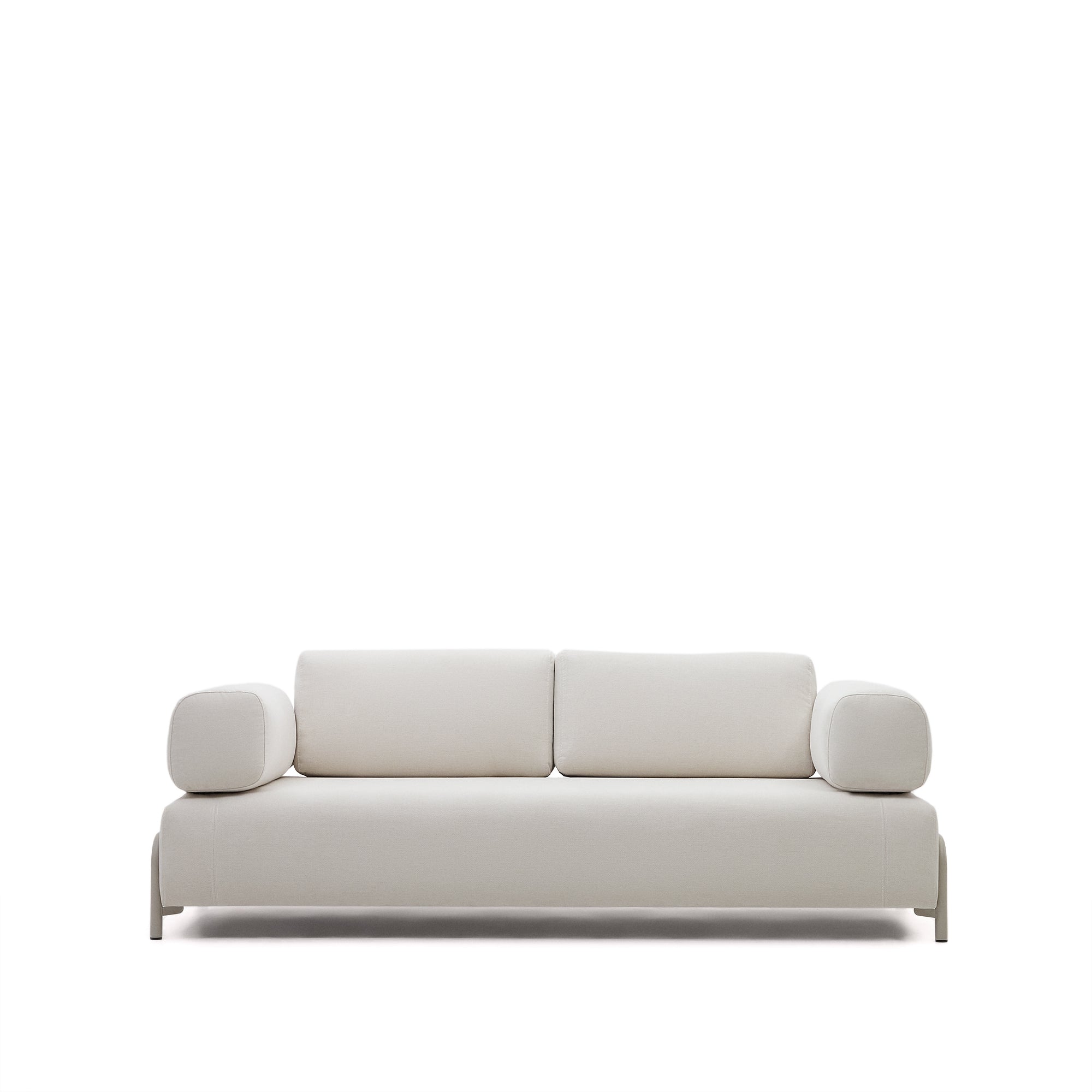 Compo beige chenille 3-seater sofa with grey metal structure 232 cm
