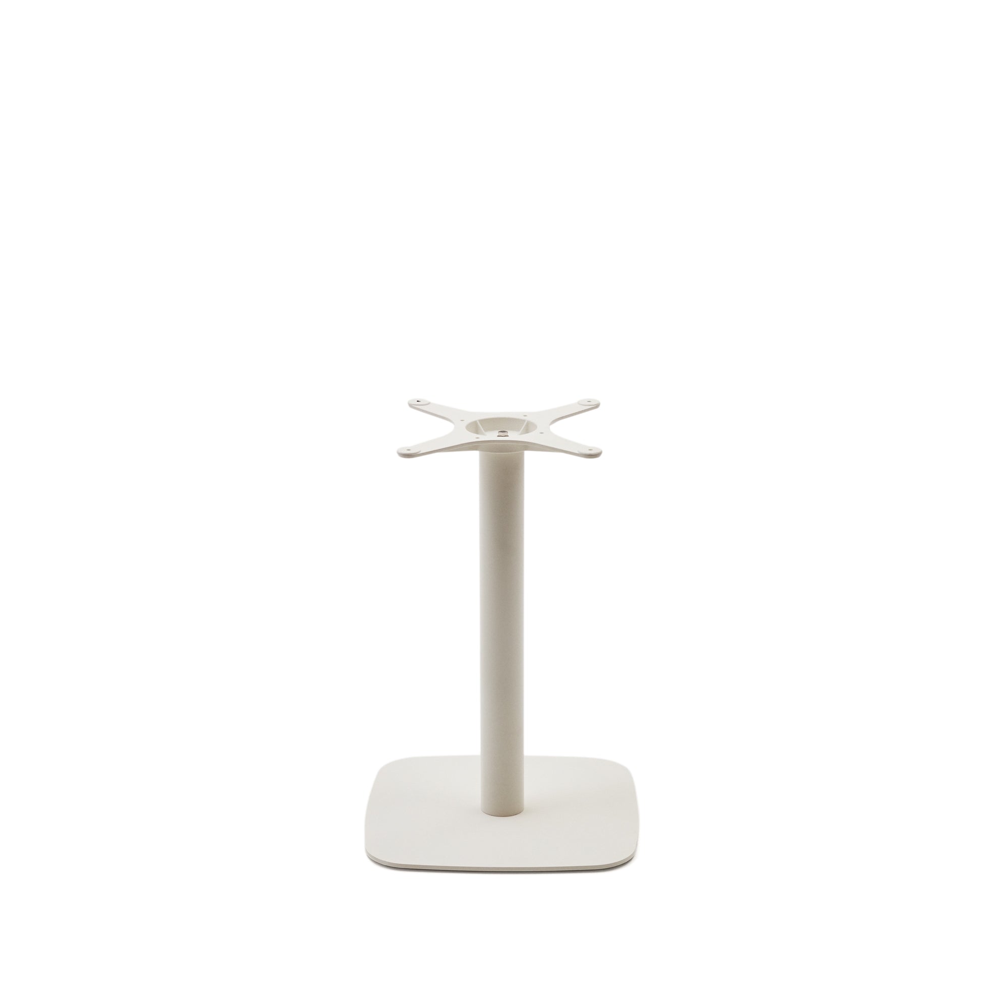 Dina bar-table leg with square metal base in a painted white finish