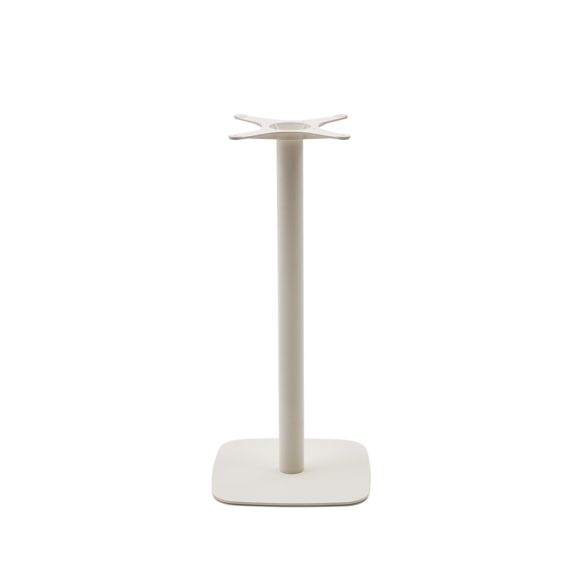 Dina high bar-table leg with square metal base in a painted white finish 