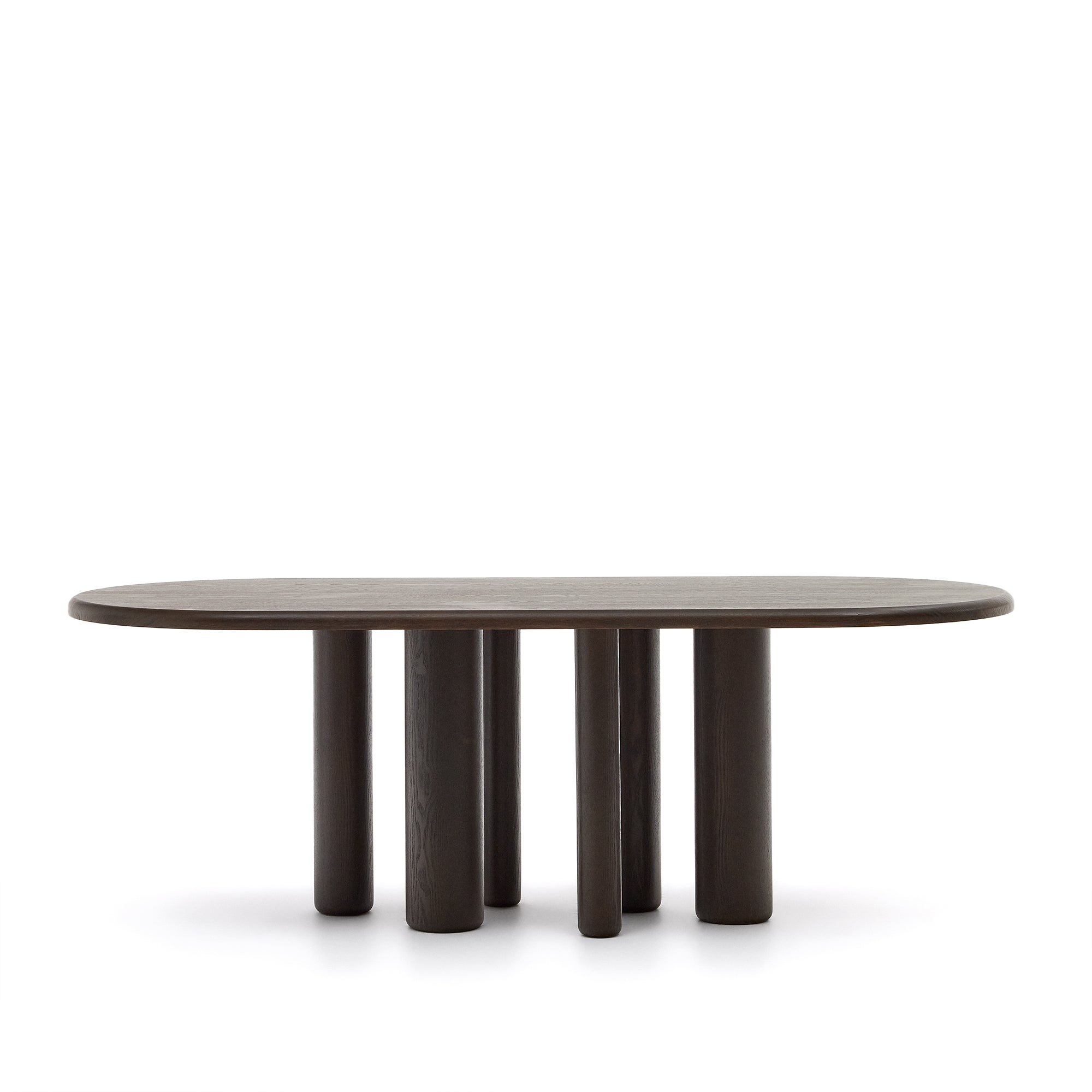 Mailen oval table in ash wood veneer with dark finish, Ø 220 x 105 cm